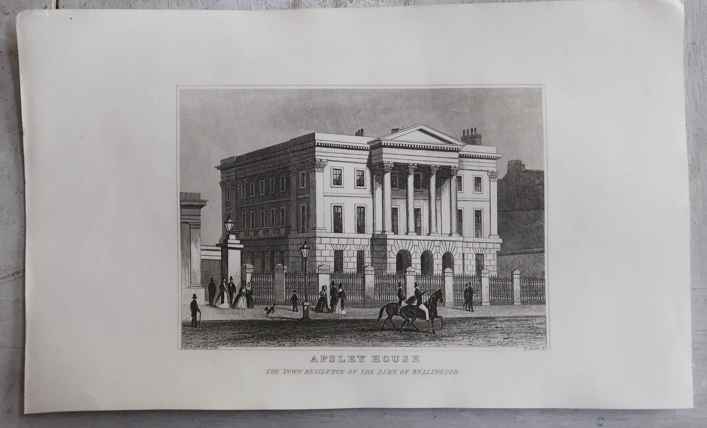 Mid-19th Century Set of 15 Antique Architectural Prints, London Buildings, circa 1840 For Sale