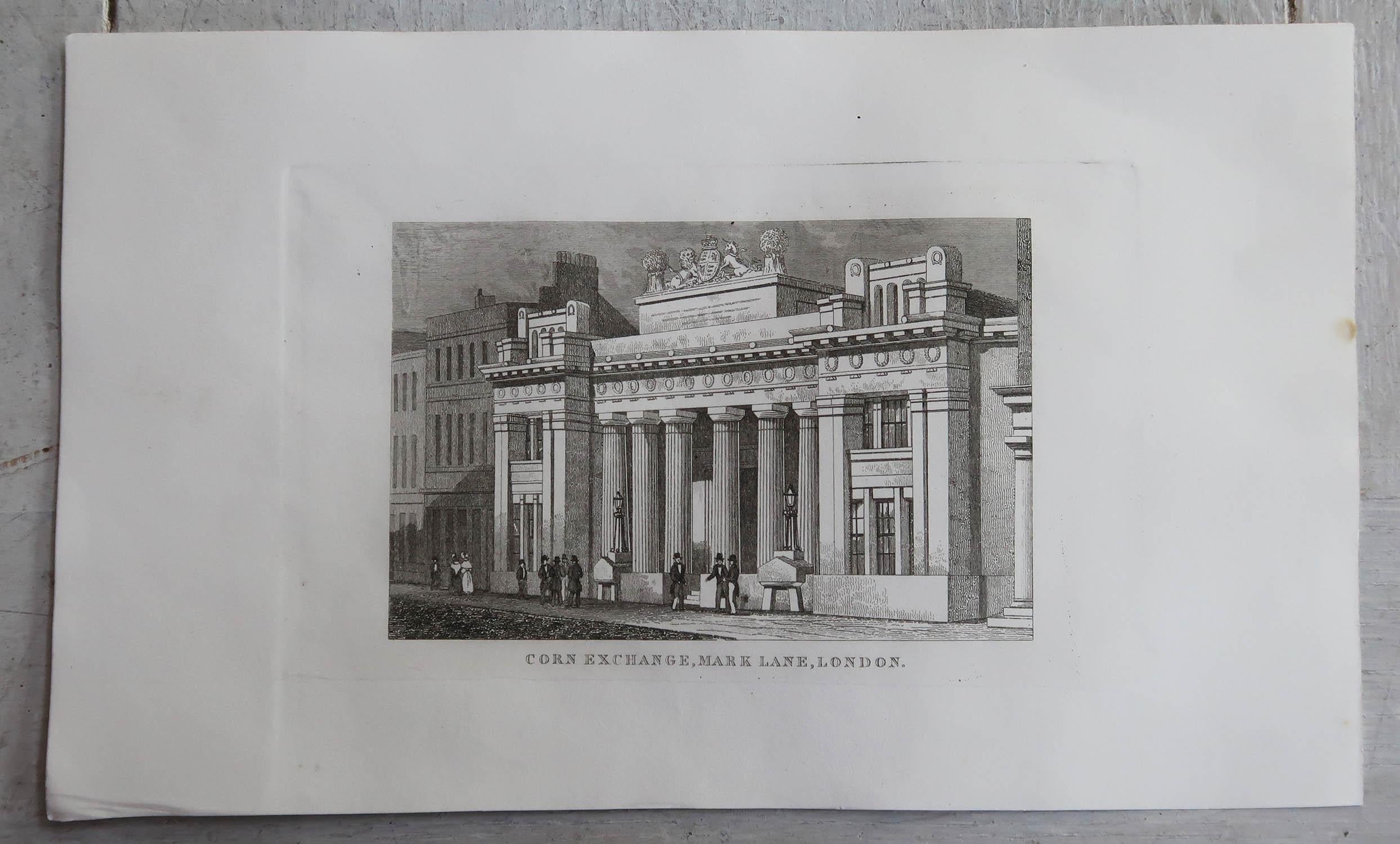 Satz von 15 antiken Architekturdrucken, Londoner Gebäude, um 1840 im Angebot 1