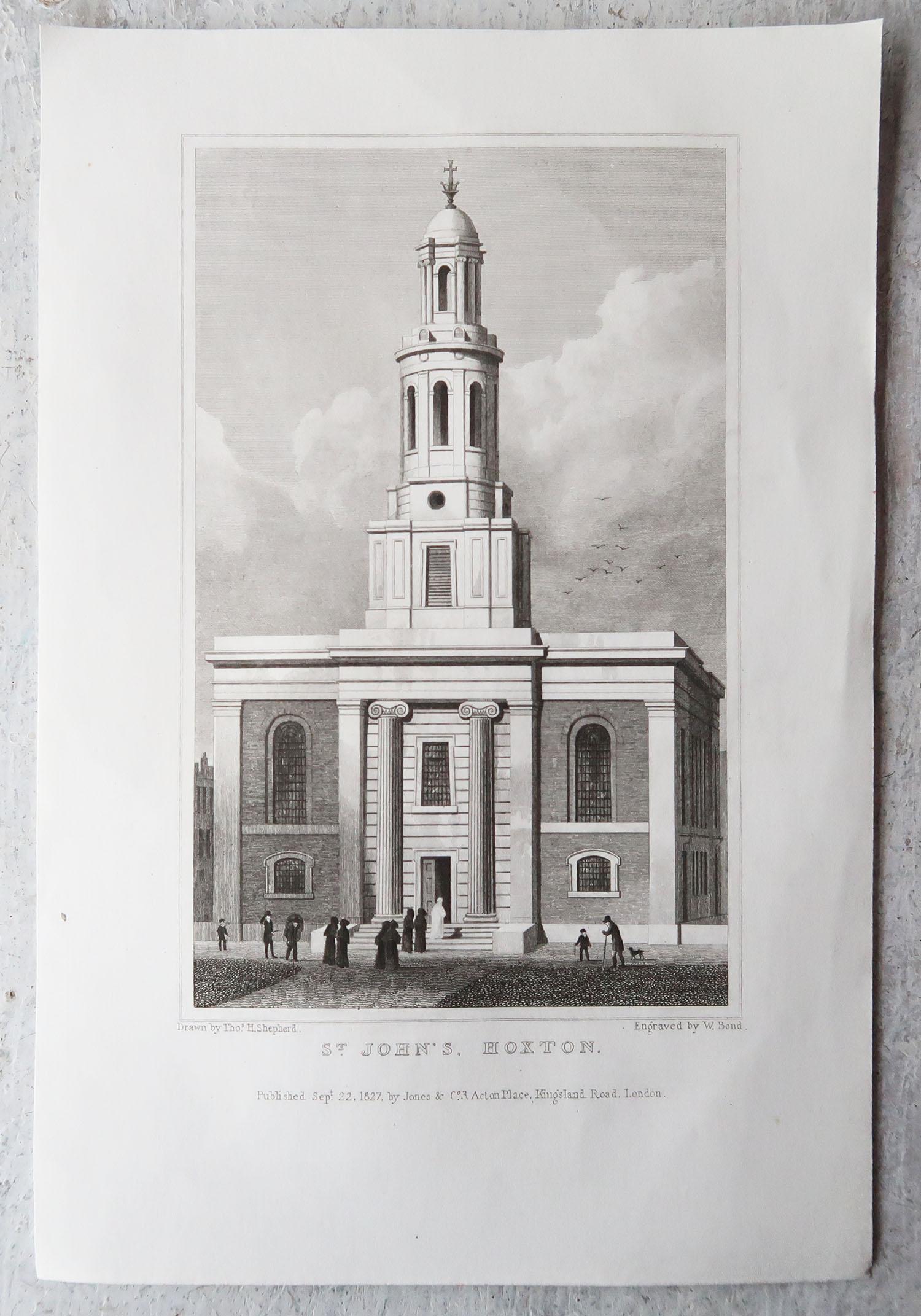 Set of 15 Antique Architectural Prints of London Churches, 1828 3