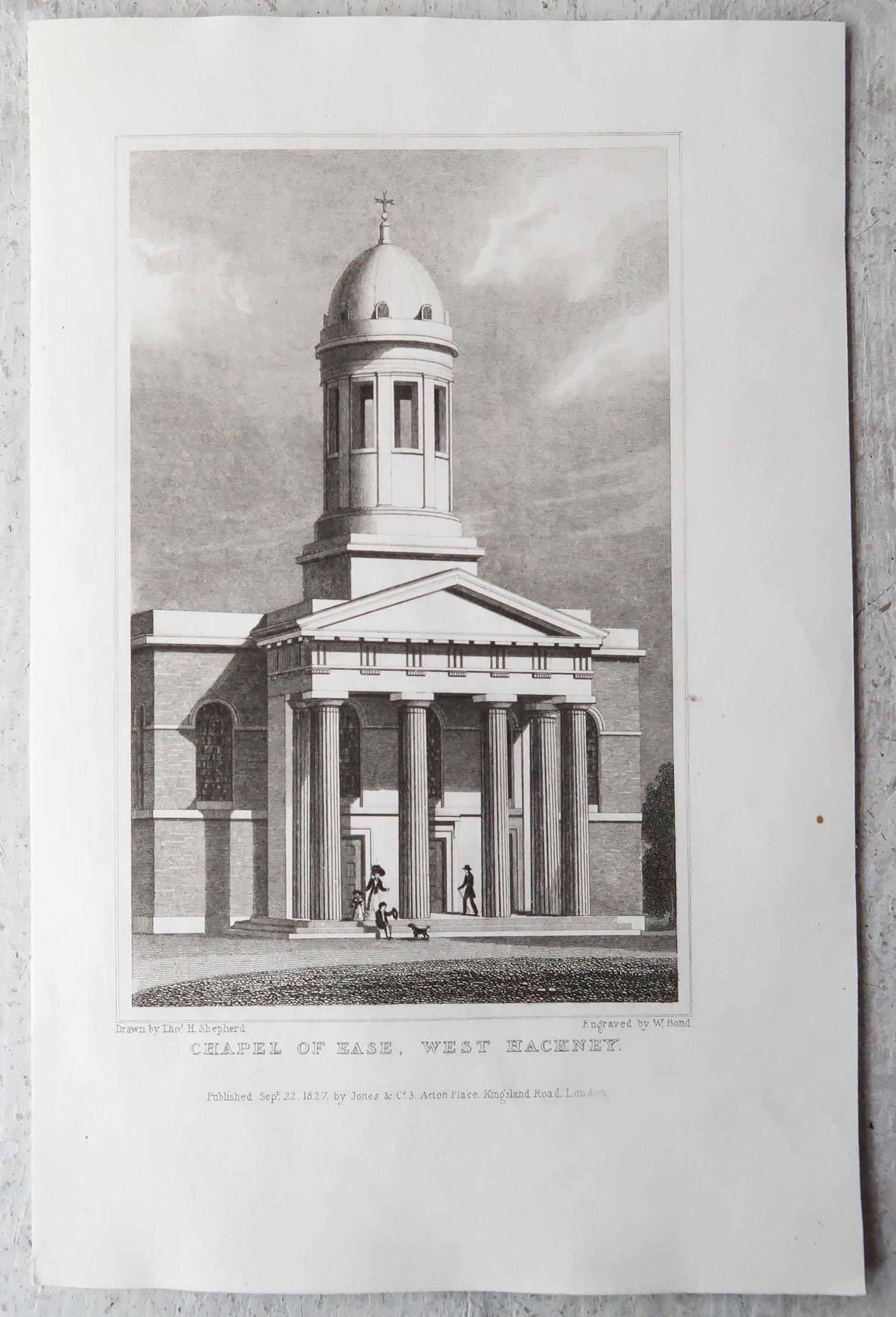 Set of 15 Antique Architectural Prints of London Churches, 1828 4