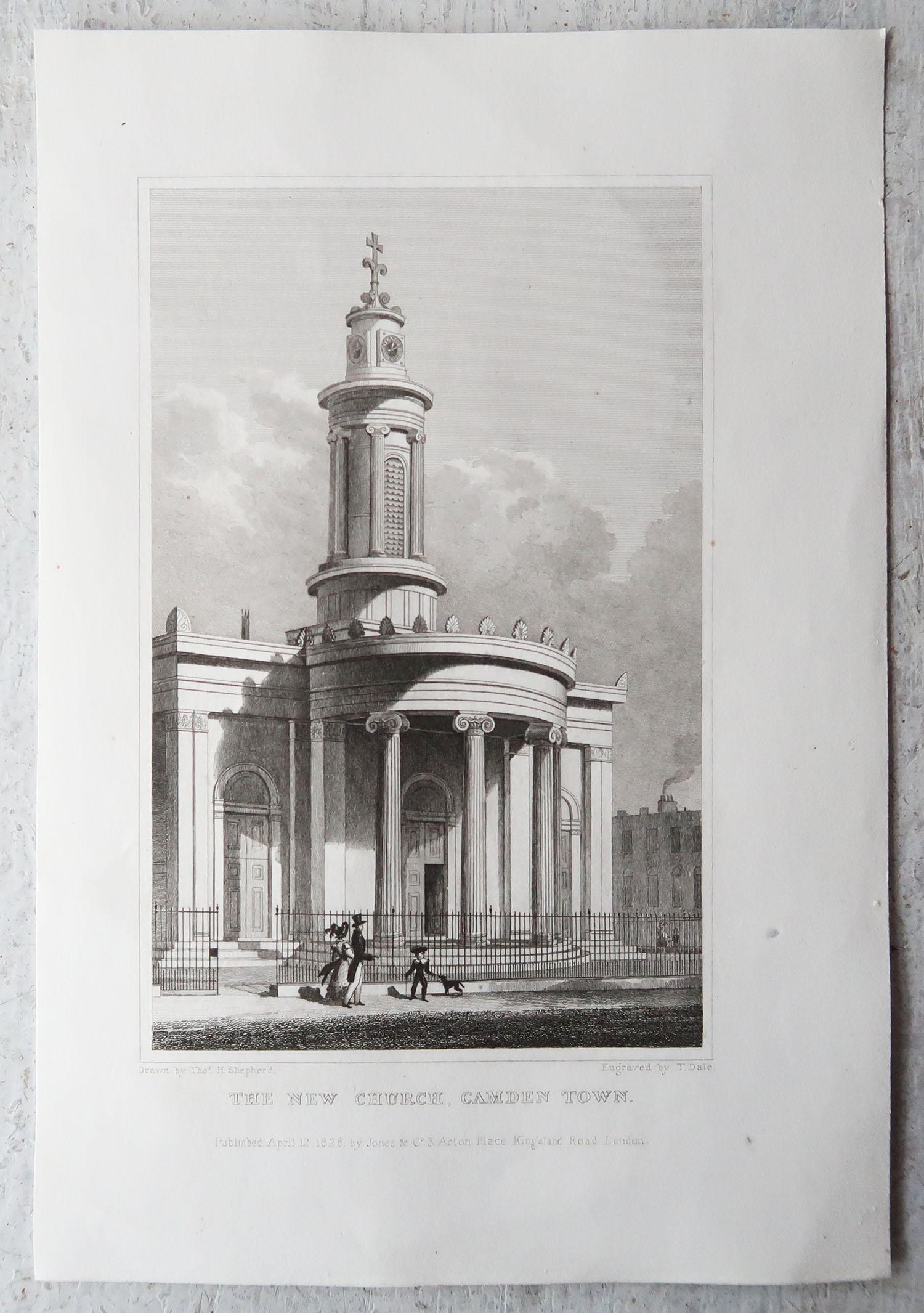 Set of 15 Antique Architectural Prints of London Churches, 1828 6
