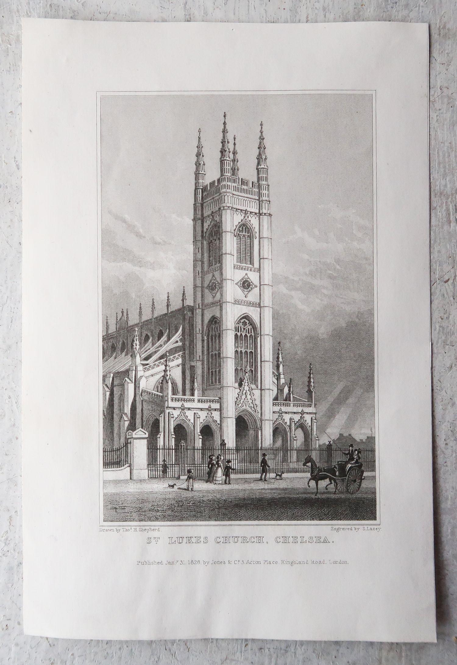 Set of 15 Antique Architectural Prints of London Churches, 1828 8