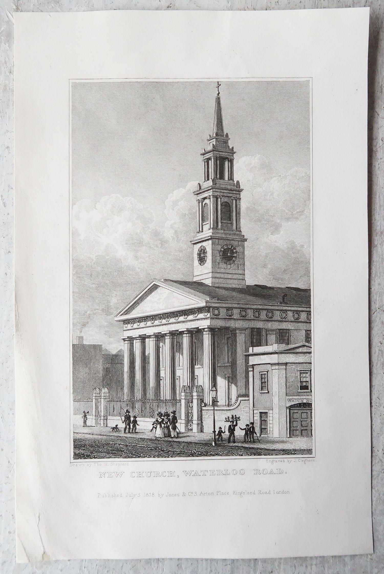 Other Set of 15 Antique Architectural Prints of London Churches, 1828