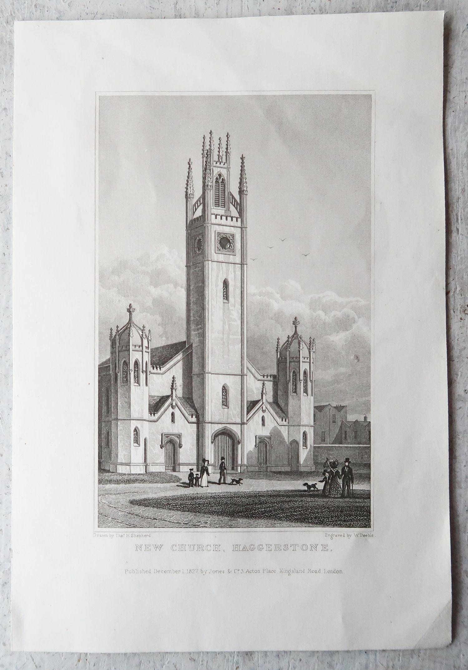 Early 19th Century Set of 15 Antique Architectural Prints of London Churches, 1828