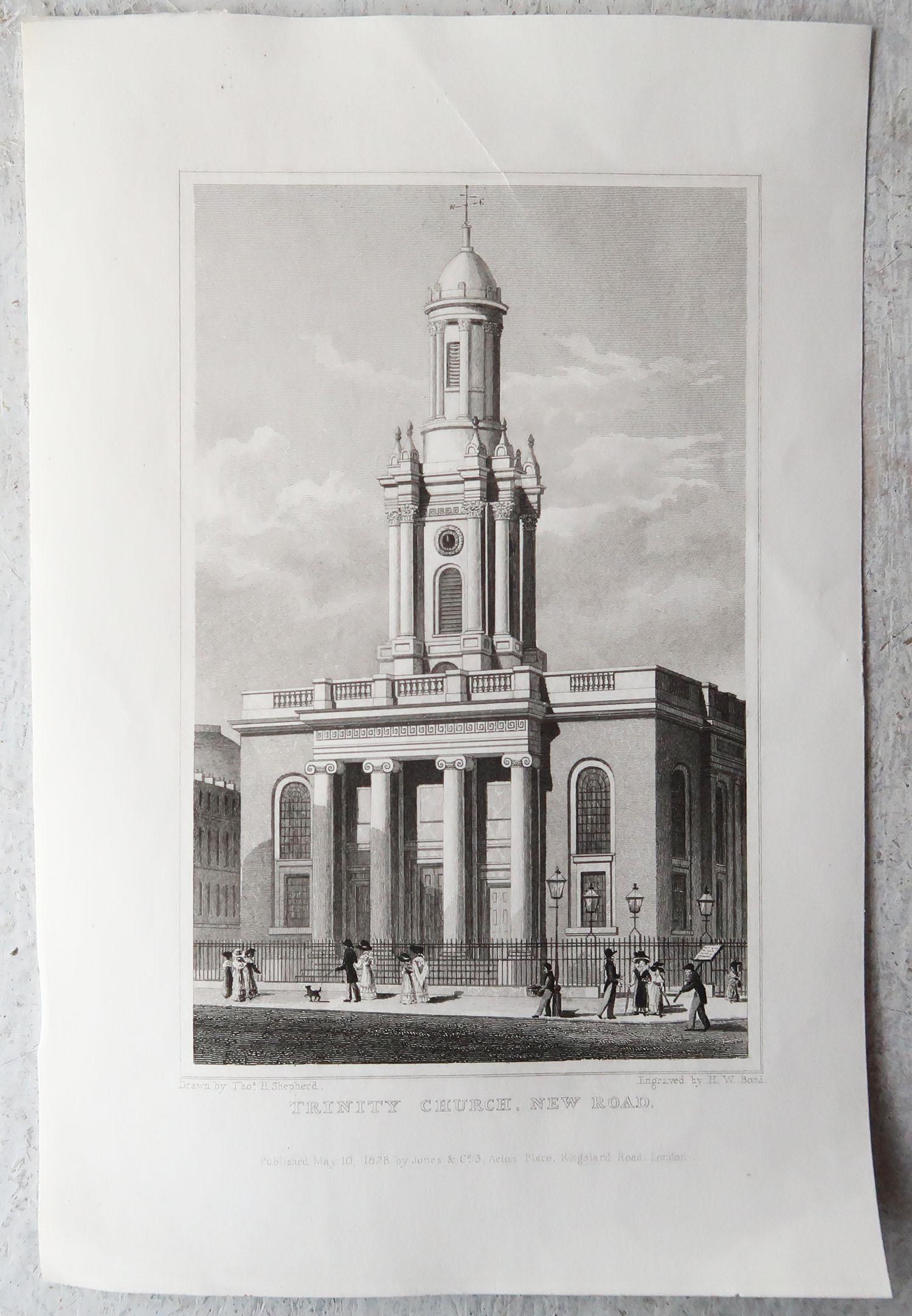 Set of 15 Antique Architectural Prints of London Churches, 1828 1