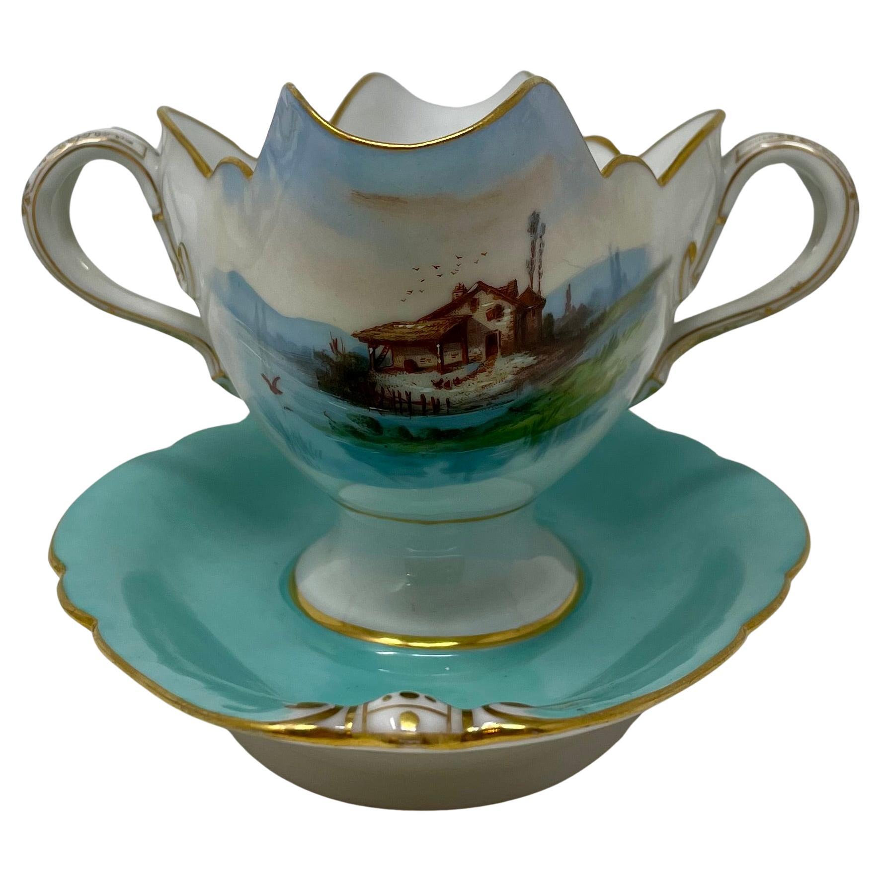 Ensemble de 15 poissons anciens continentaux en porcelaine bleu aqua et or, vers 1890. en vente 5