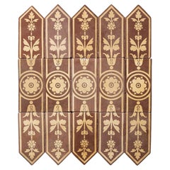 Set of 15 Antique Floral Encaustic Tiles by Campbell Tile Co