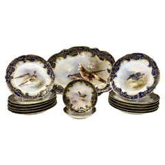 Set of 15 Antique French Hand-Painted Limoges Porcelain Games Set, circa 1900