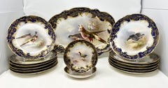 Set of 15 Antique French Hand-Painted Limoges Porcelain Games Set, circa 1900