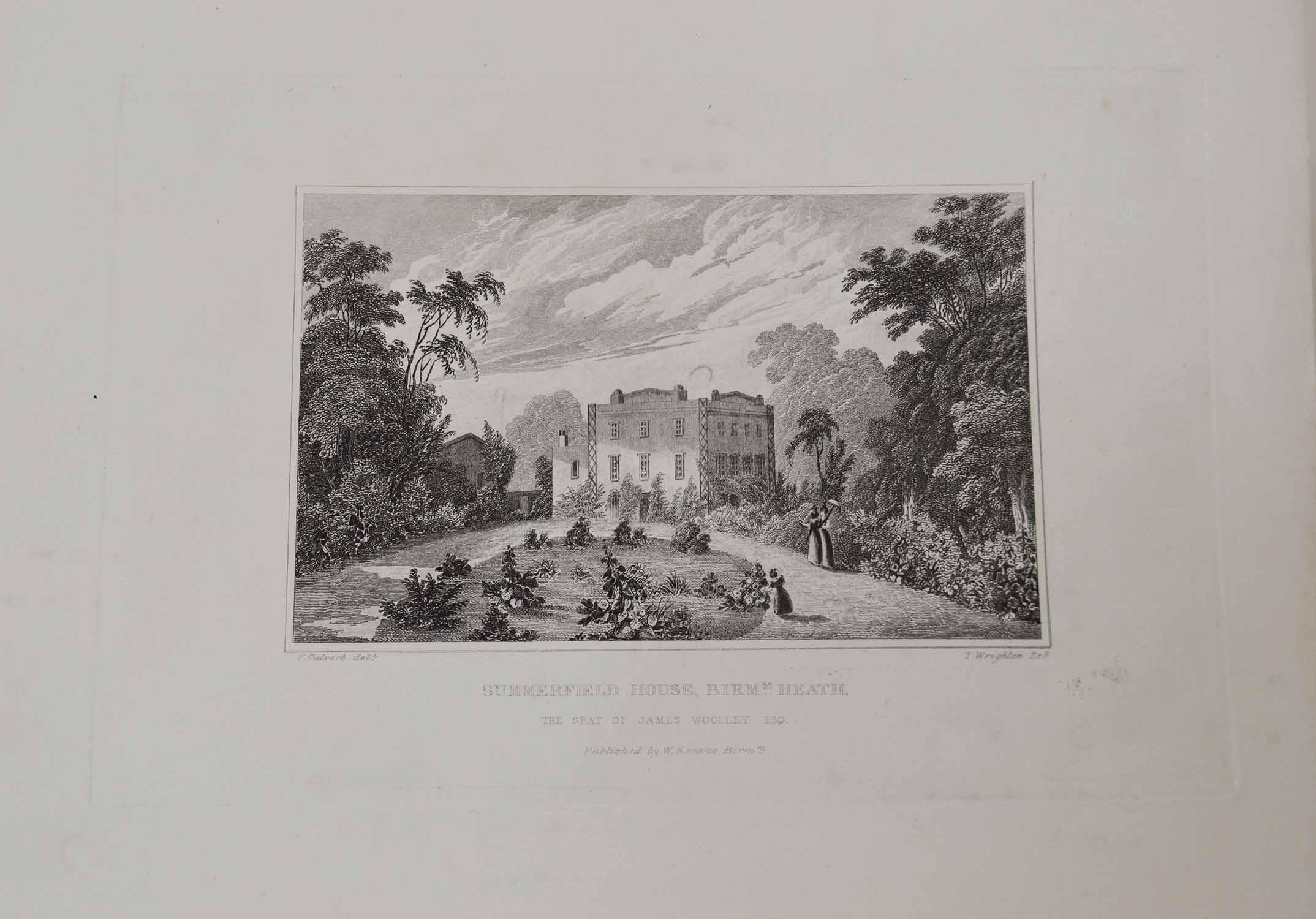 Georgian Set of 15 Antique Prints of English Country Houses and Gardens, 1829