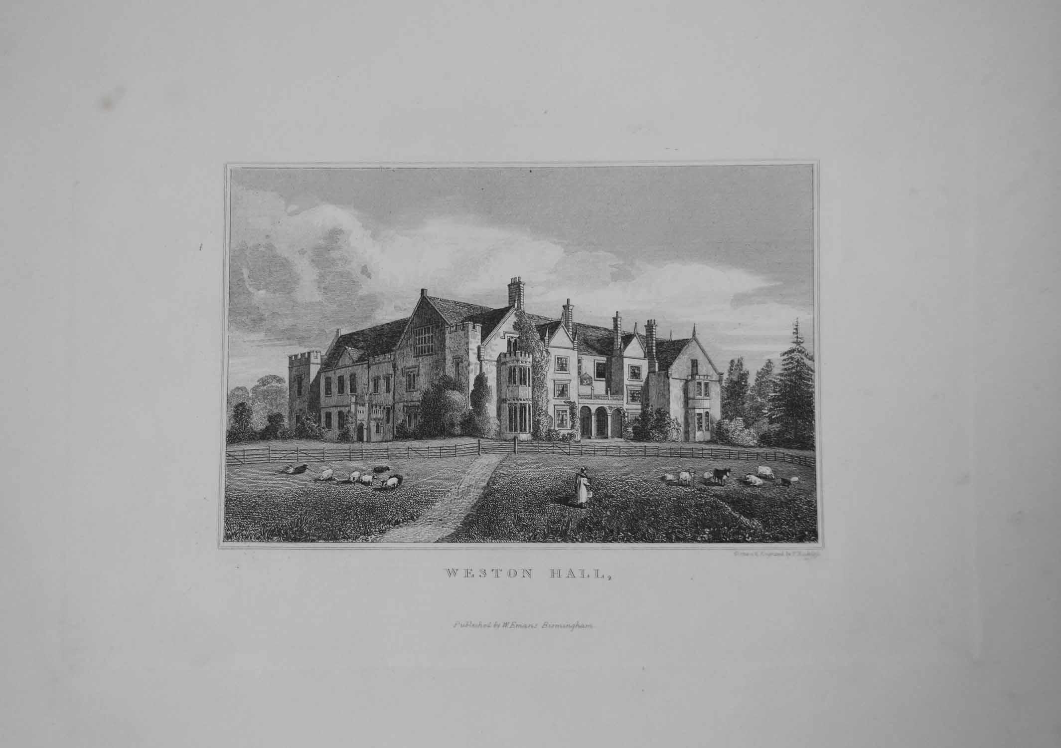 Early 19th Century Set of 15 Antique Prints of English Country Houses and Gardens, 1829