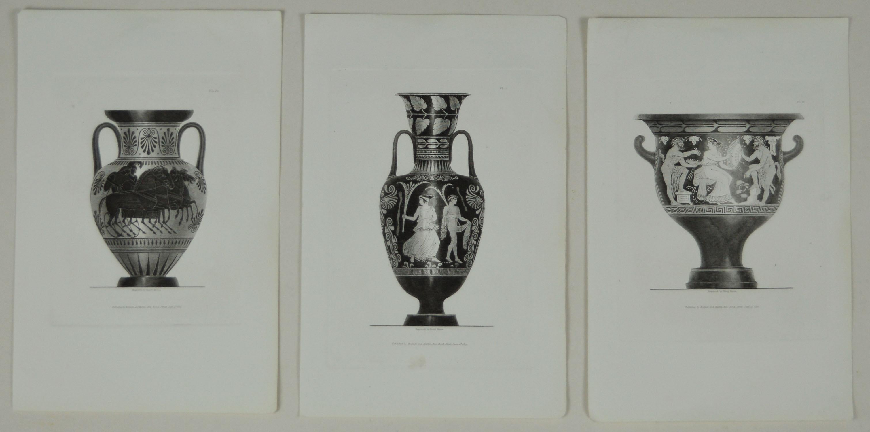 Other Set of 15 Antique Prints of Greek Vases, Dated 1819