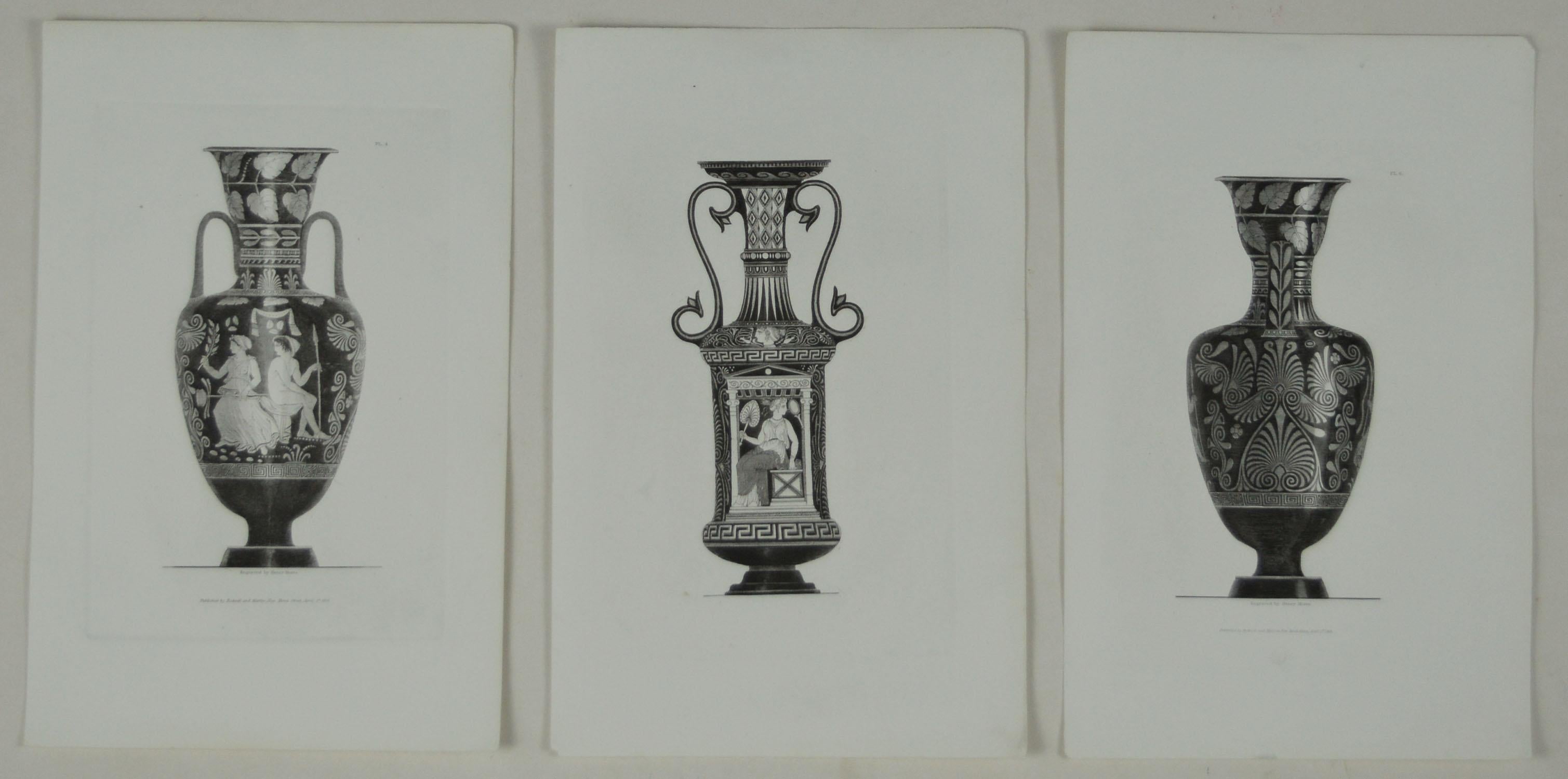 Set of 15 Antique Prints of Greek Vases, Dated 1819 In Good Condition In St Annes, Lancashire