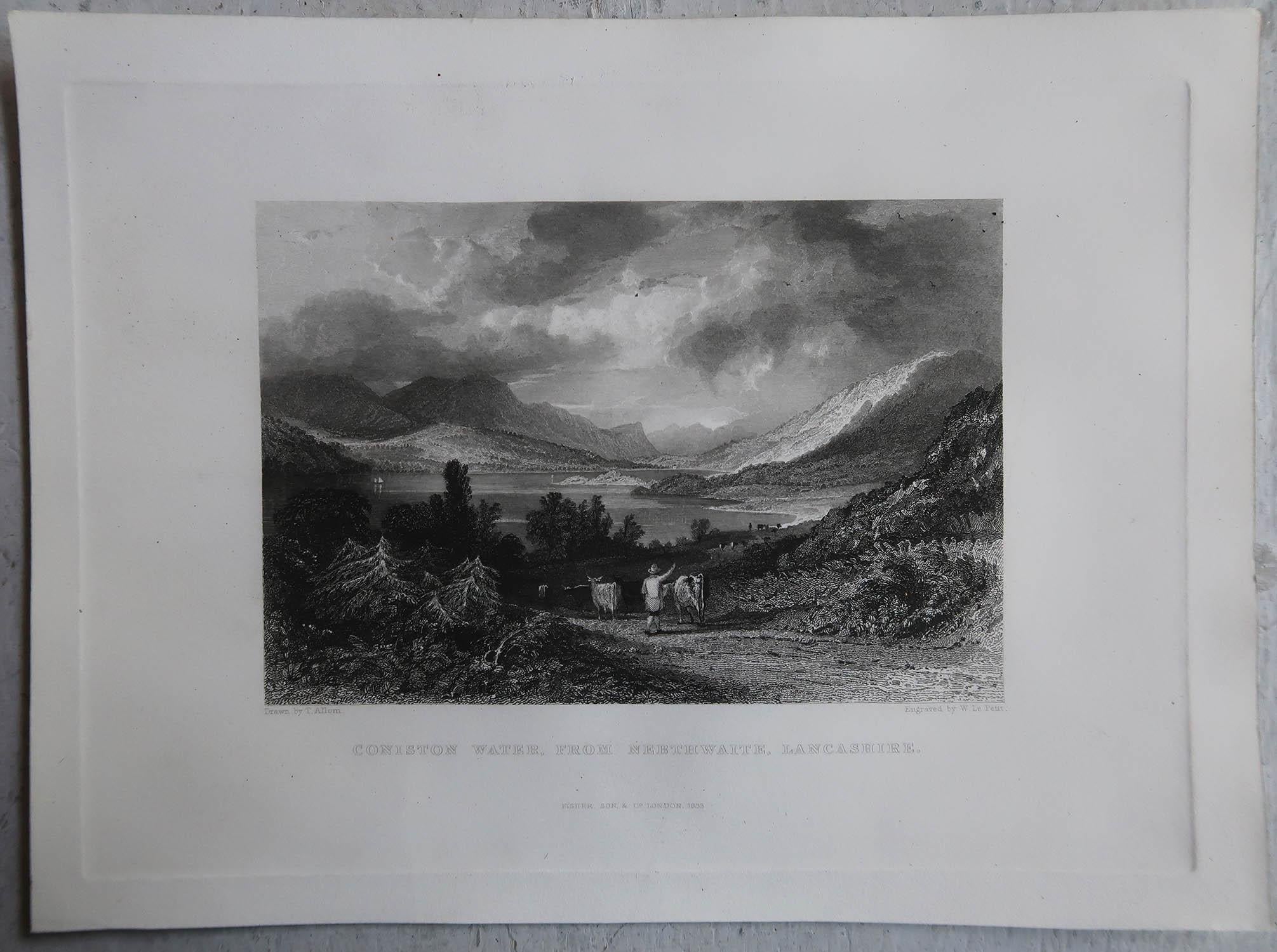 Other Set of 15 Antique Prints of the English Lake District, circa 1830
