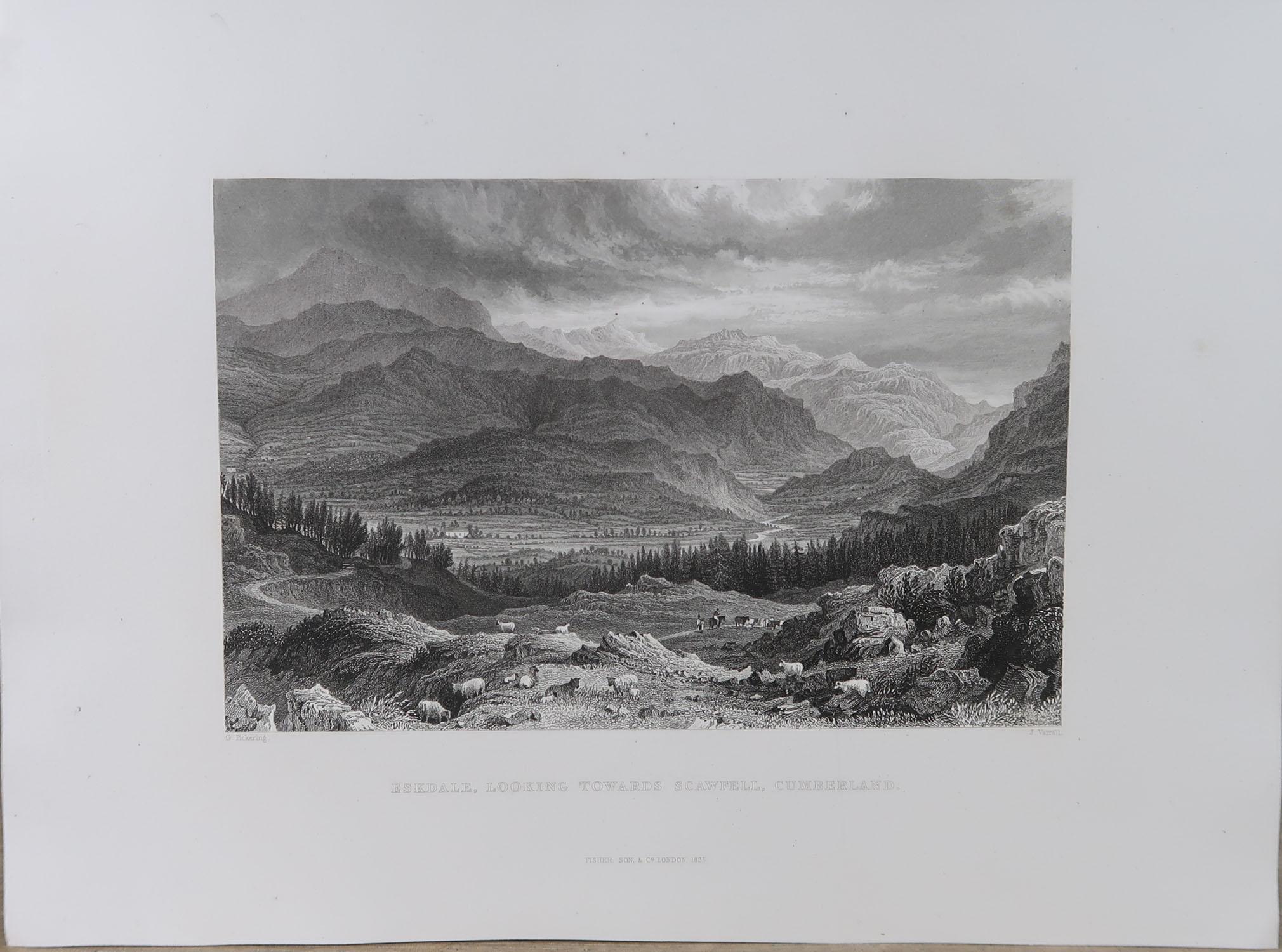 Paper Set of 15 Antique Prints of The English Lake District, circa 1830