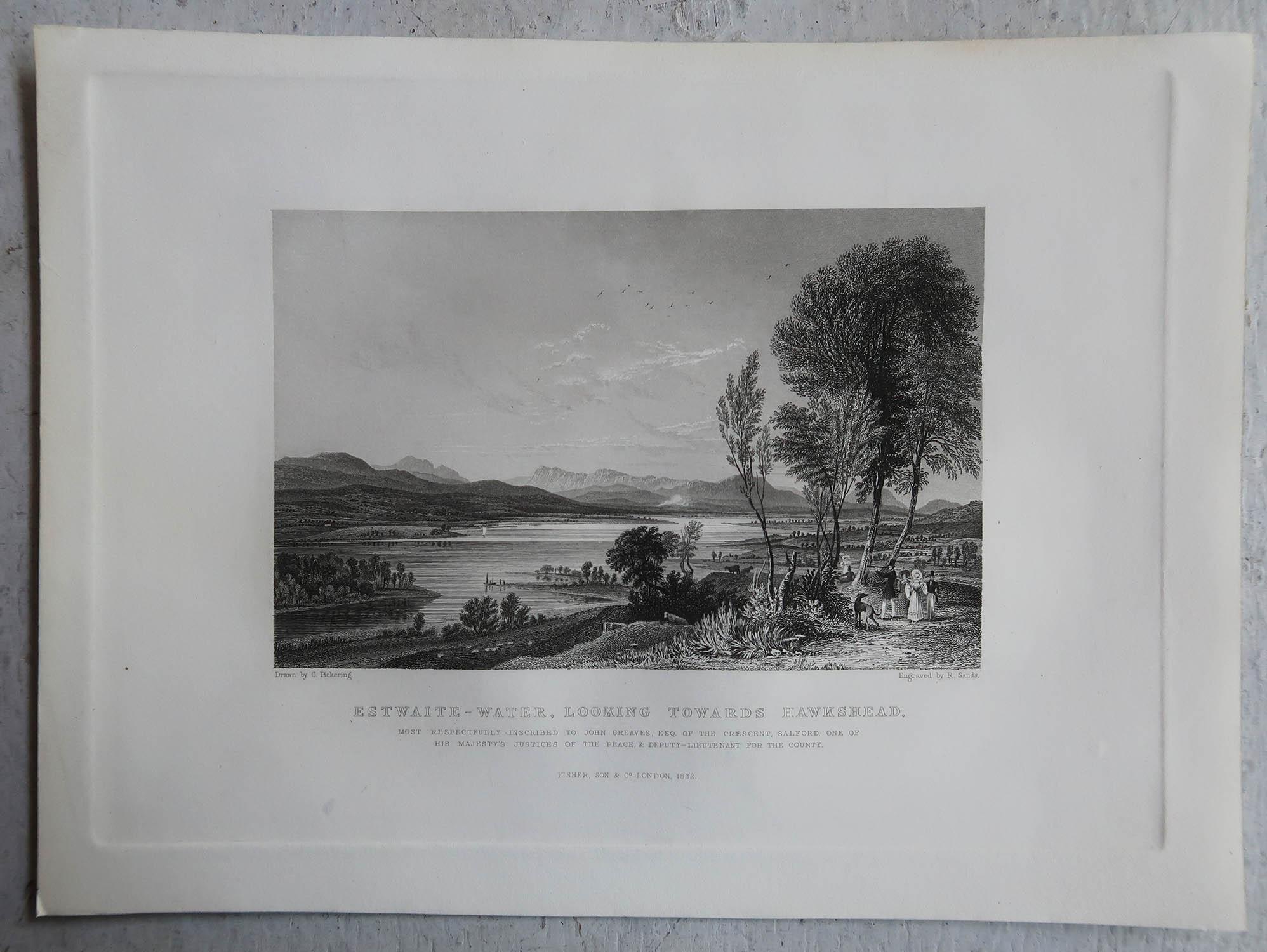 Paper Set of 15 Antique Prints of the English Lake District, circa 1830 For Sale