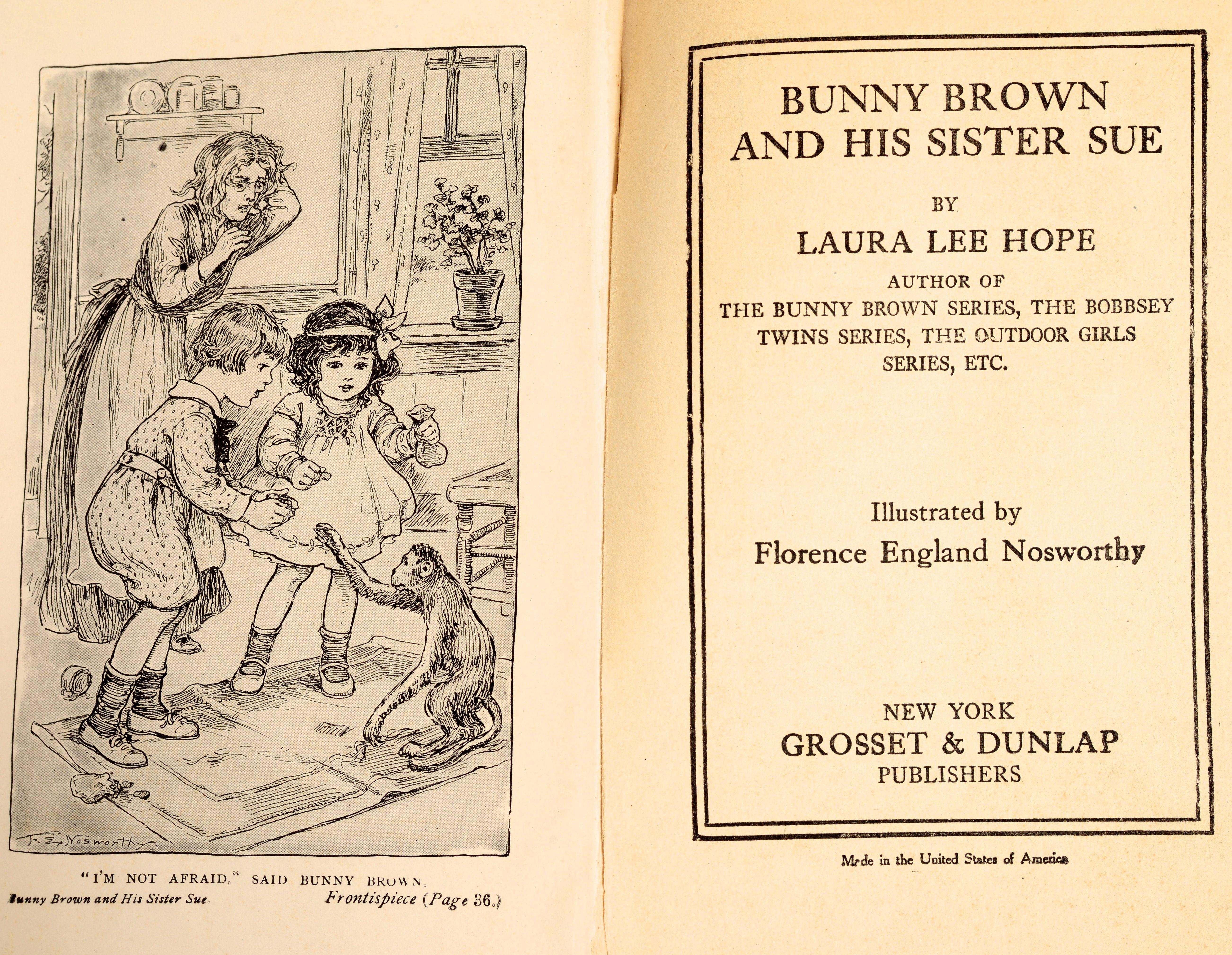 Set of 15 Bunny Brown and His Sister Sue Series of Books, by Laura Lee Hope. Grosset & Dunlap. New York.1st Ed hardcovers, no dust jacket as published. This Stratemeyer syndicate series was ghostwritten by the prolific Howard Garis. Stratemeyer