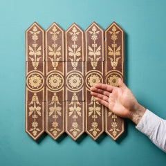 Set of 15 Campbell Tile Co Antique Floral Encaustic Tiles