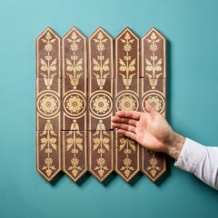 Set of 15 Campbell Tile Co Buff & Brown Encaustic Tiles