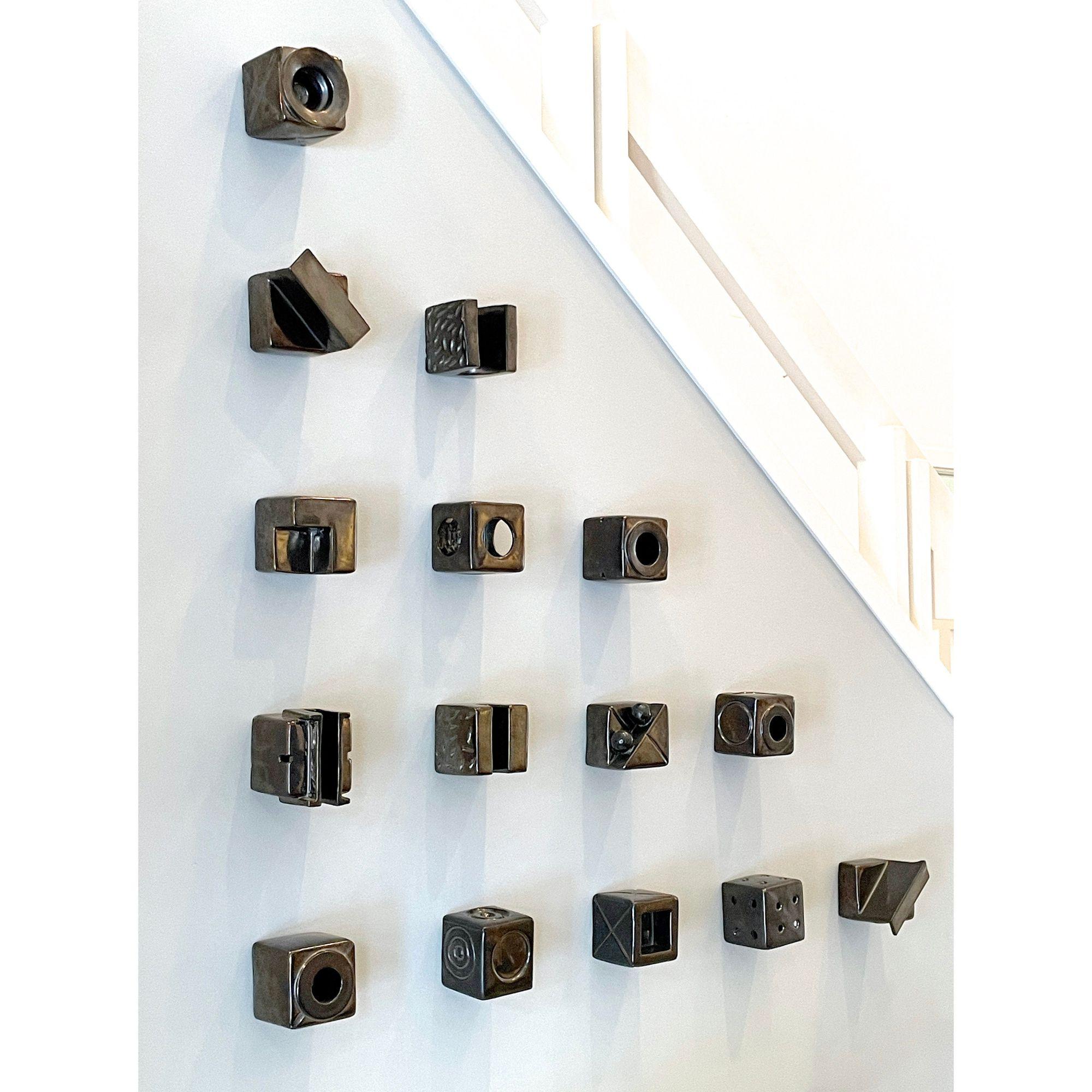 Contemporary Set of 15 Ceramic Cubes Modern Art Wall Sculpture by Kaiser Suidan