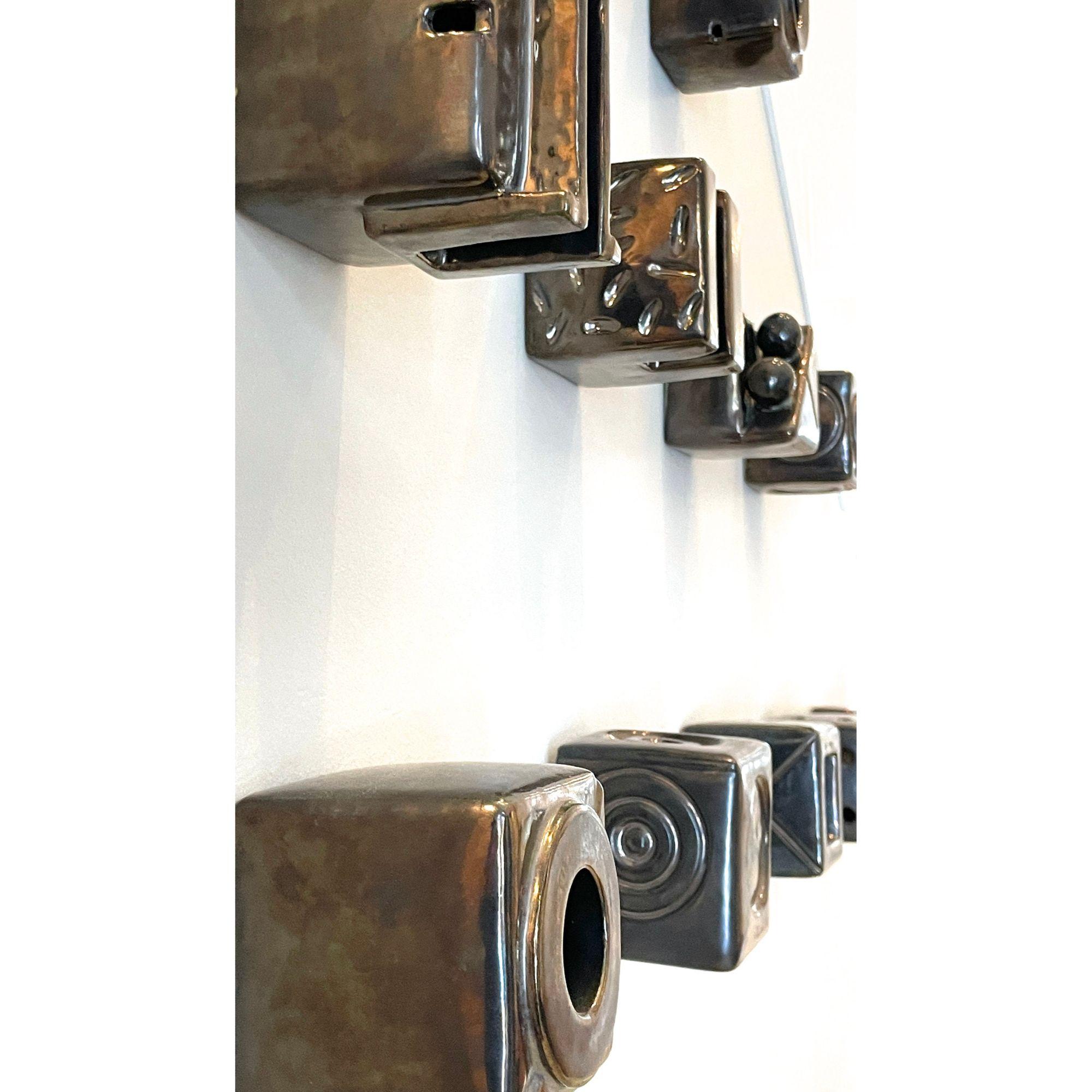 Set of 15 Ceramic Cubes Modern Art Wall Sculpture by Kaiser Suidan 1