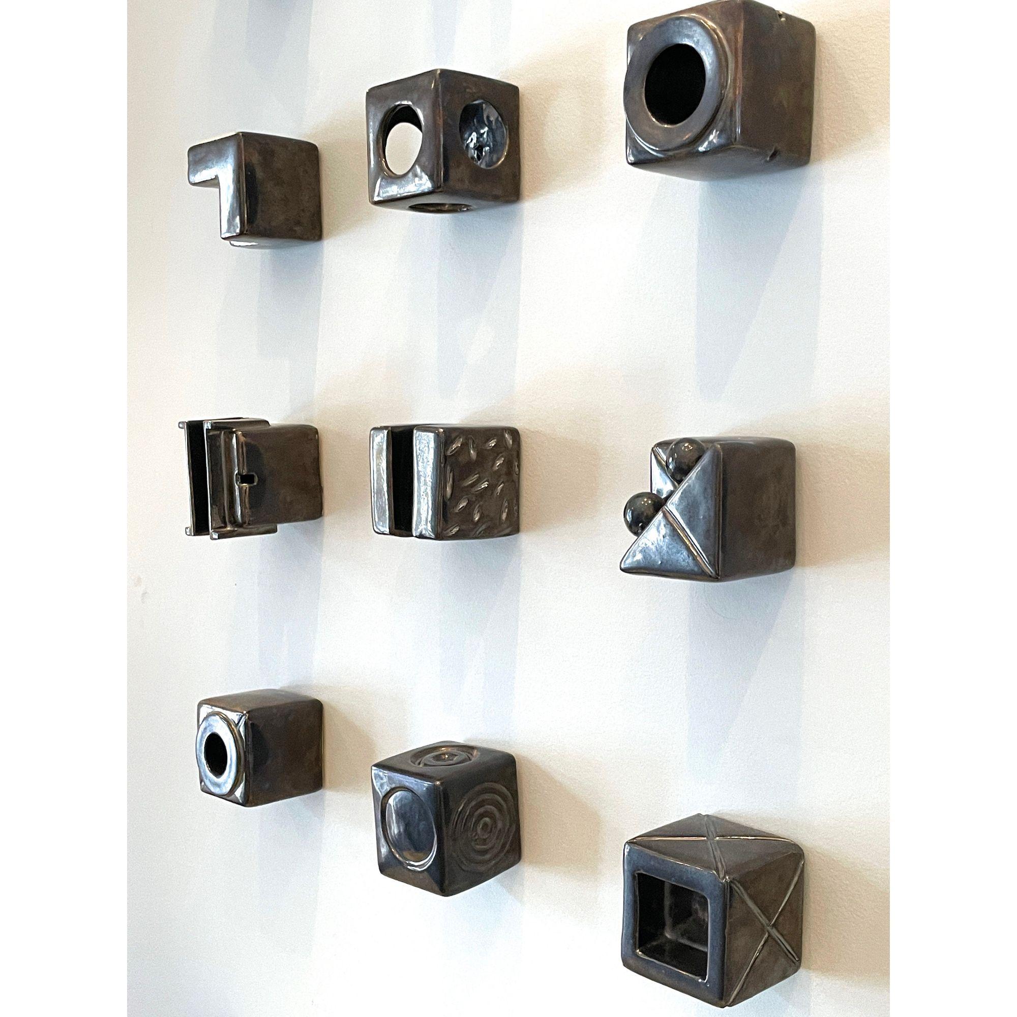Set of 15 Ceramic Cubes Modern Art Wall Sculpture by Kaiser Suidan 3