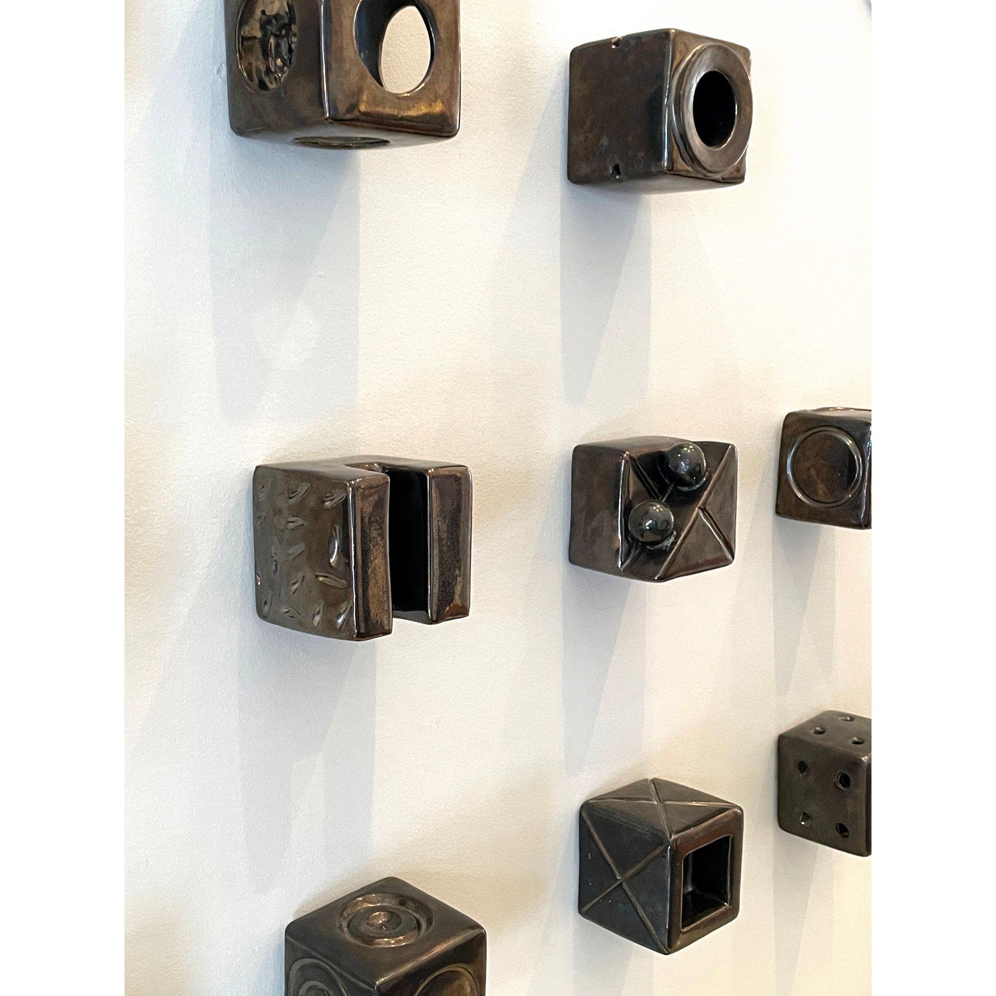 Set of 15 Ceramic Cubes Modern Art Wall Sculpture by Kaiser Suidan 4