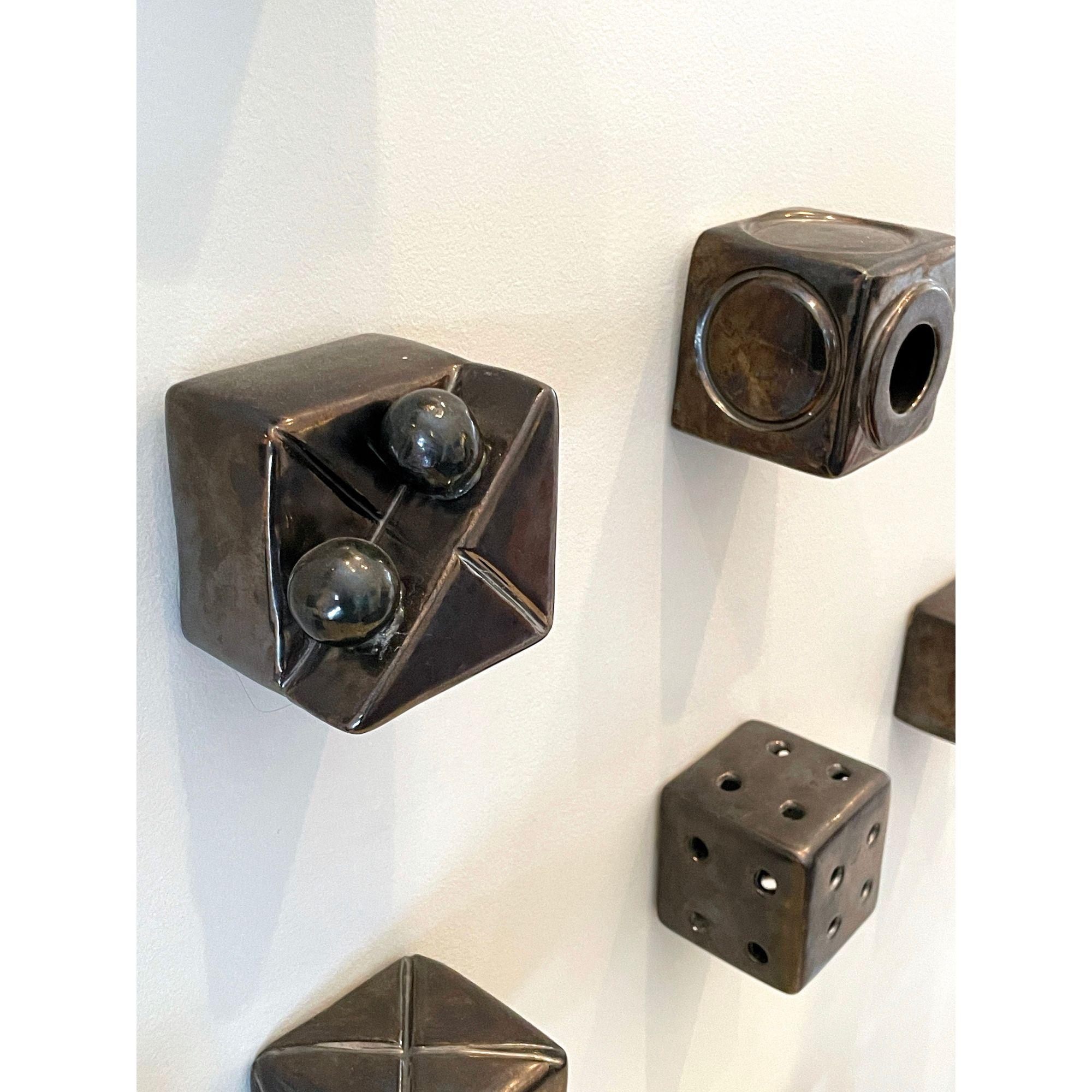 Set of 15 Ceramic Cubes Modern Art Wall Sculpture by Kaiser Suidan 6