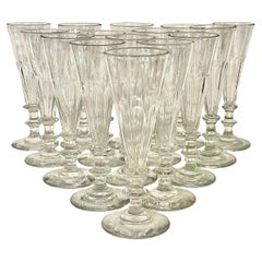 Set of 15 Cut Crystal Champagne Flutes 19th Century