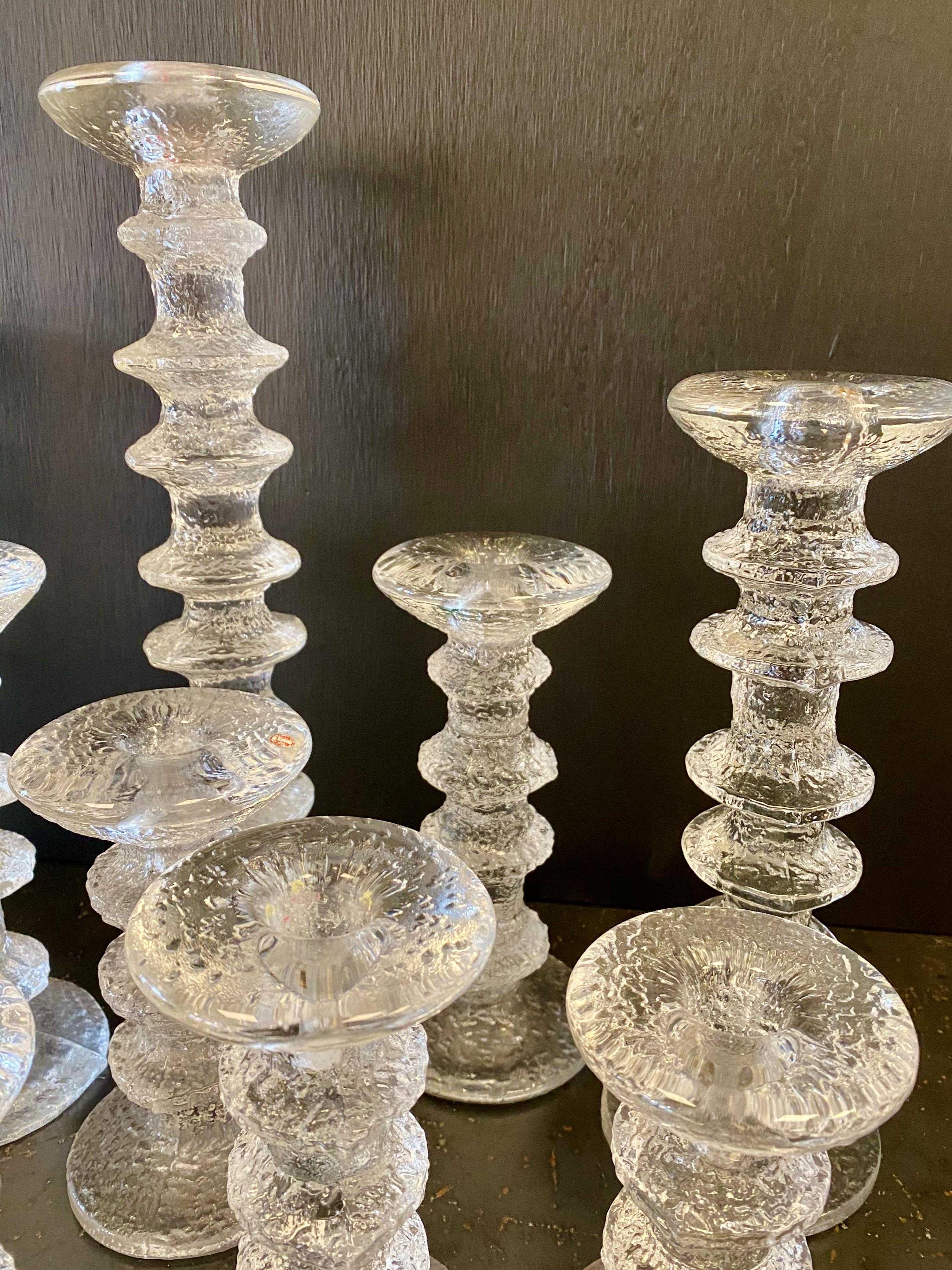 Finlandese Set di 15 portacandele in vetro Festivo di Timo Sarpaneva per Iittala in vendita
