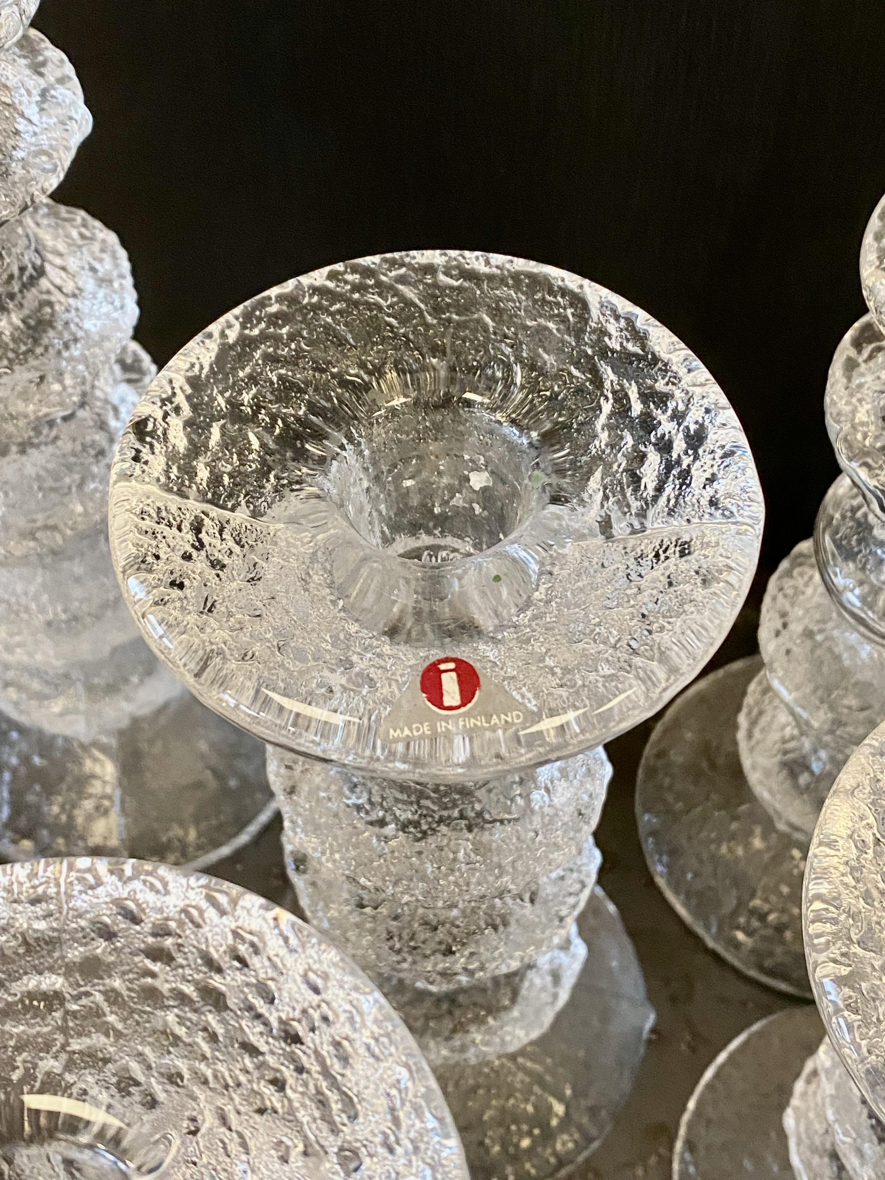 Fine XX secolo Set di 15 portacandele in vetro Festivo di Timo Sarpaneva per Iittala in vendita