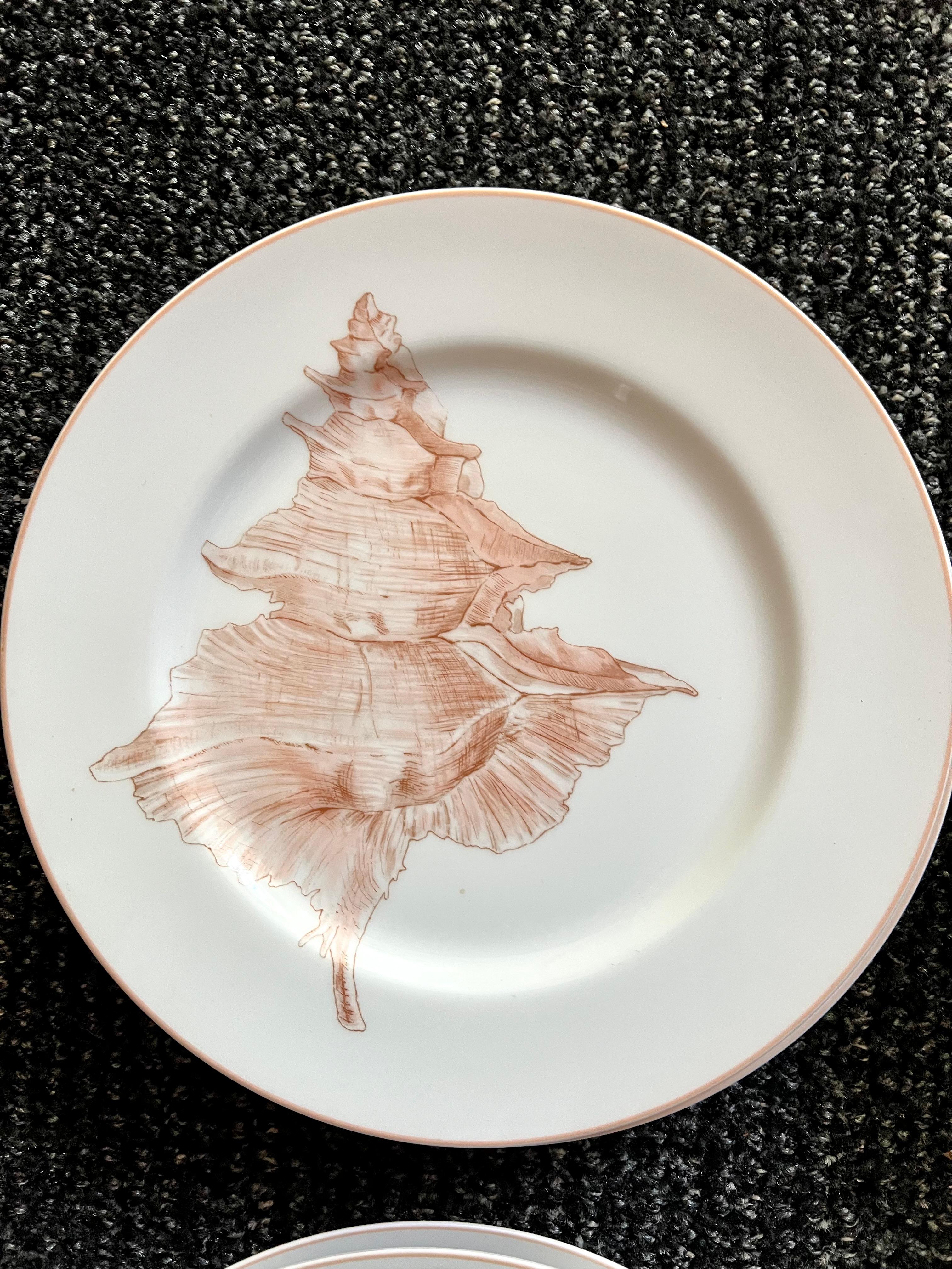 Ceramic Set of 15 Fitz and Floyd Coquille Grotto Shell Plates