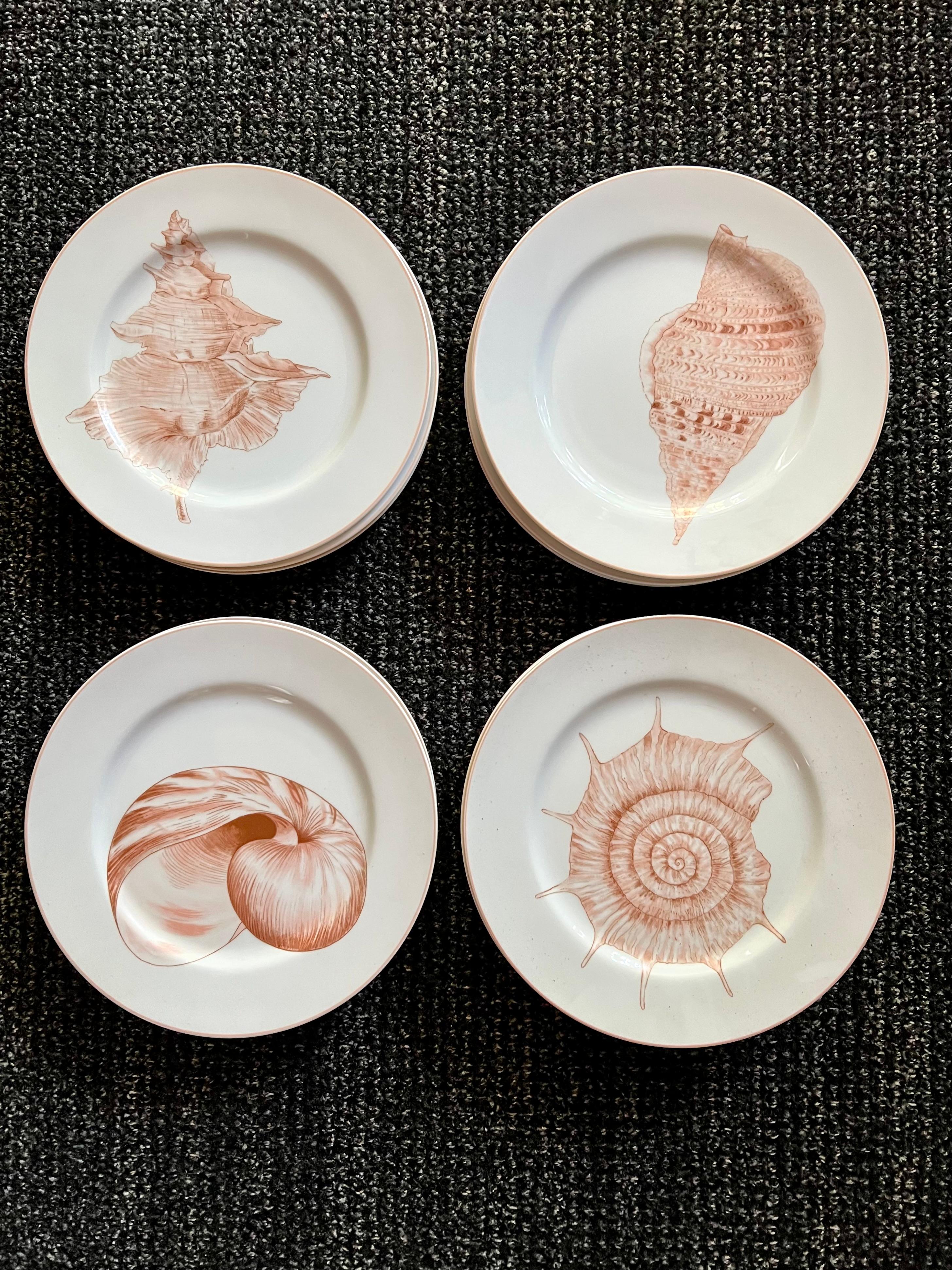 Hand-Crafted Set of 15 Fitz and Floyd Coquille Grotto Shell Plates