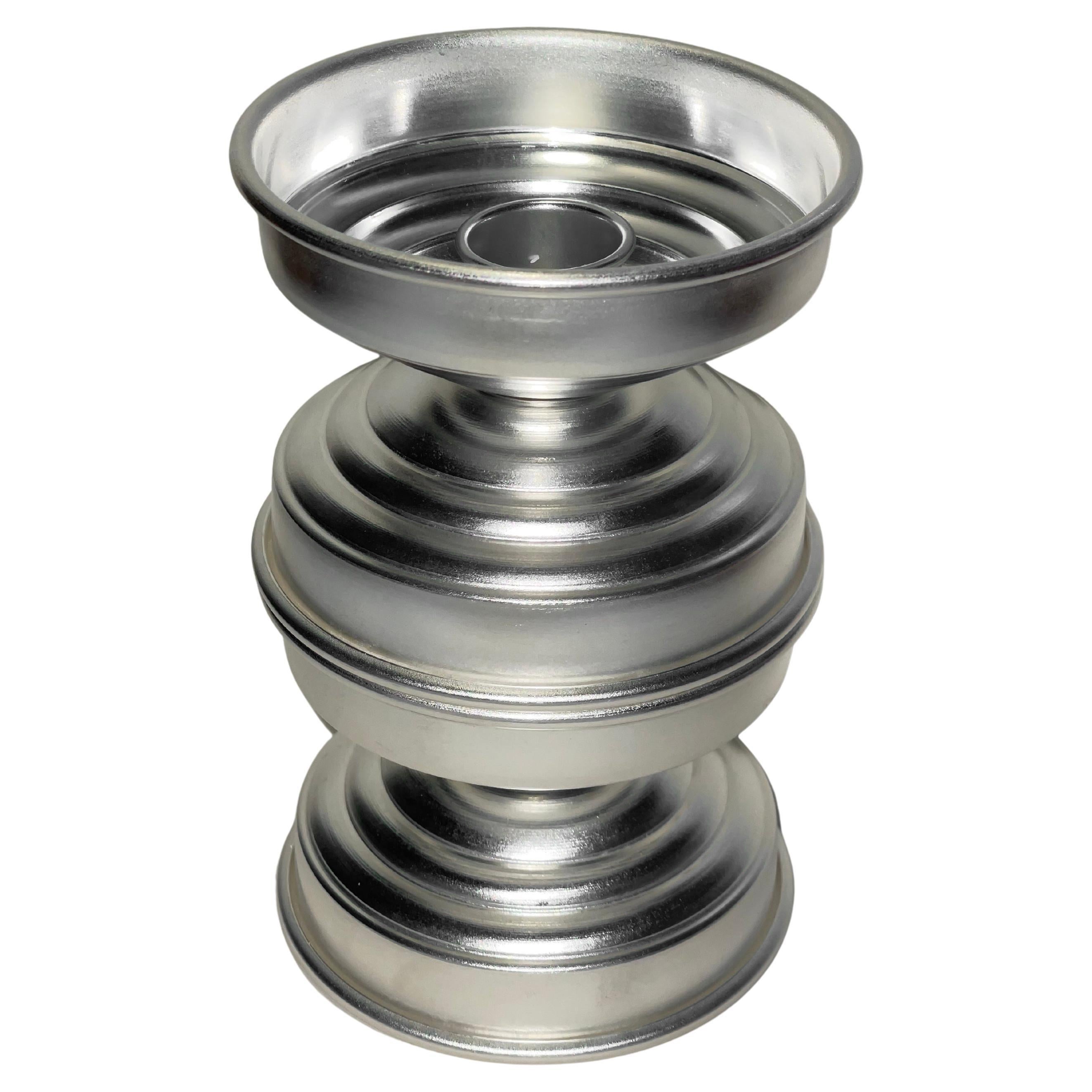 Set of 15 Italian Silver Plated Brass Candle Holders, Modern Design