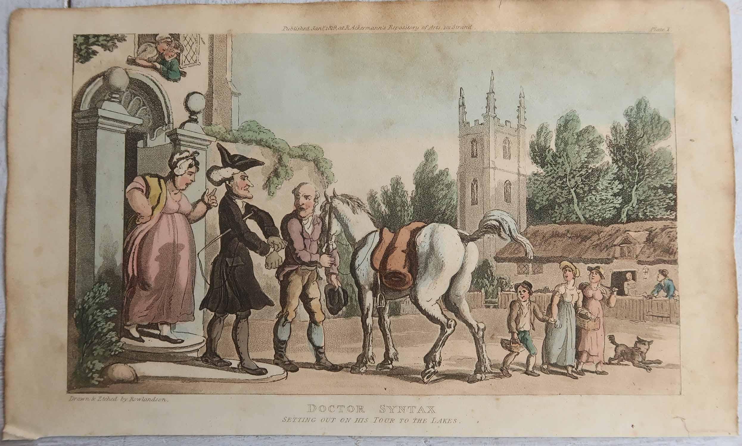 Set of 15 Original Antique Prints After Thomas Rowlandson. Dated 1819 For Sale 2