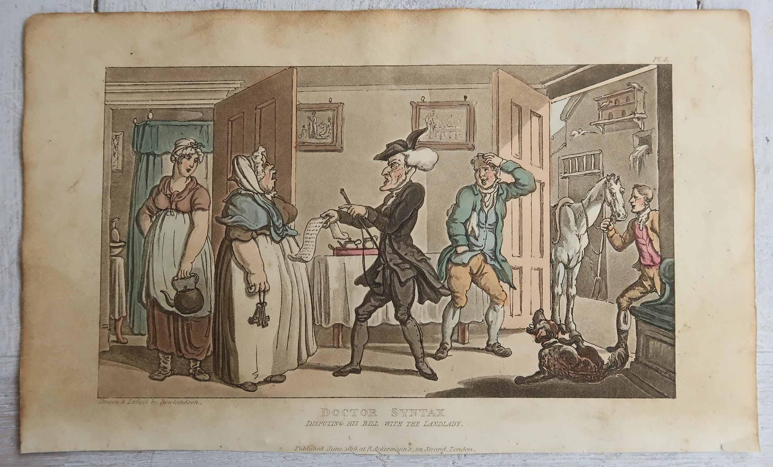 Set of 15 Original Antique Prints After Thomas Rowlandson. Dated 1819 For Sale 4
