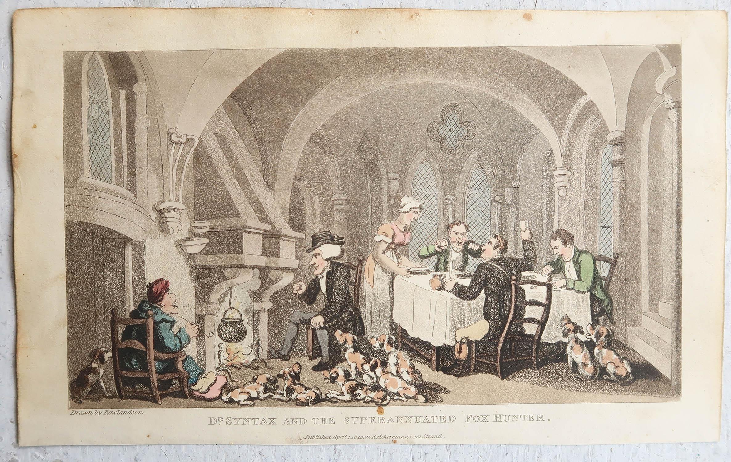 Georgian Set of 15 Original Antique Prints After Thomas Rowlandson. Dated 1819 For Sale
