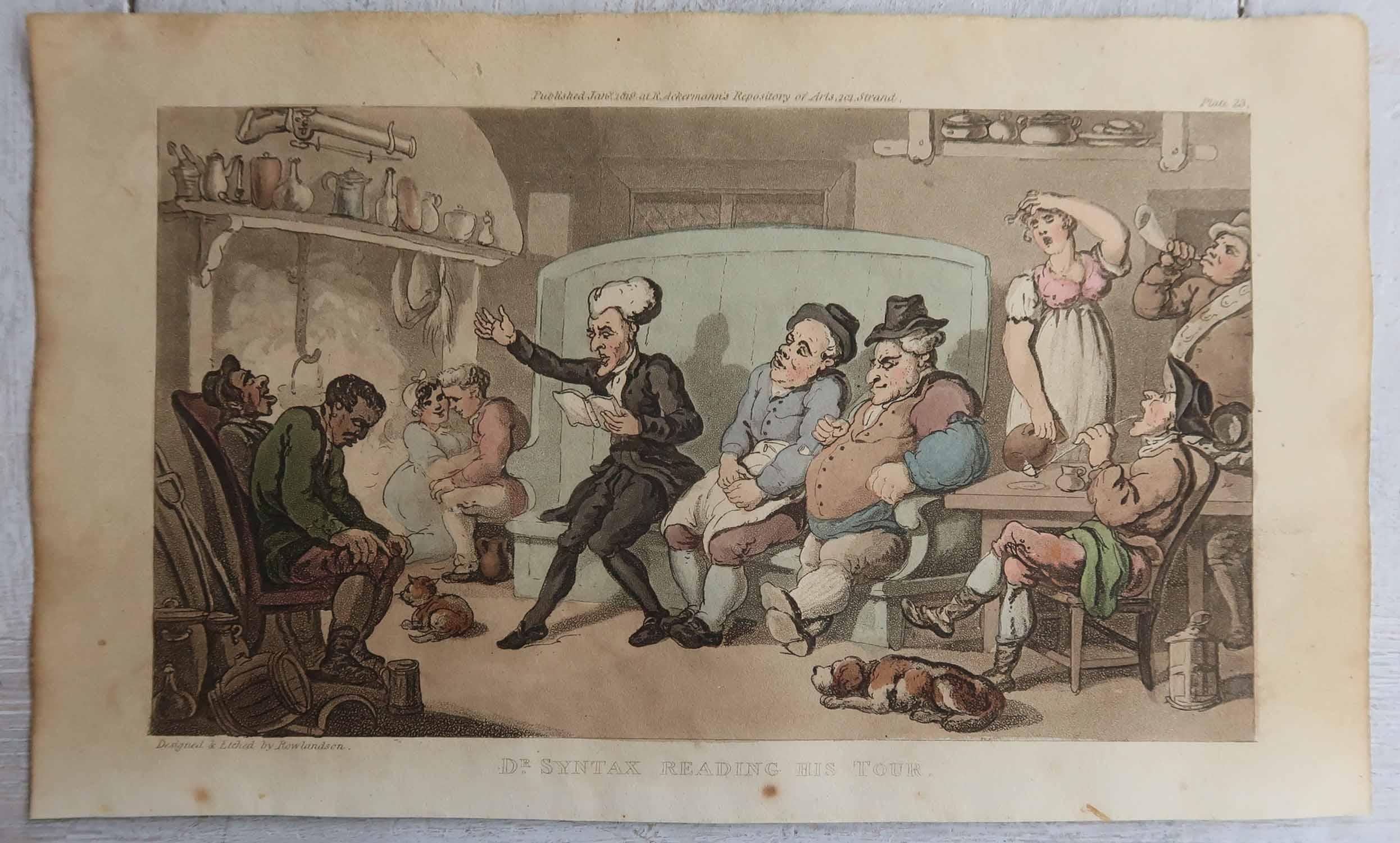 Georgian Set of 15 Original Antique Prints After Thomas Rowlandson. Dated 1819 For Sale