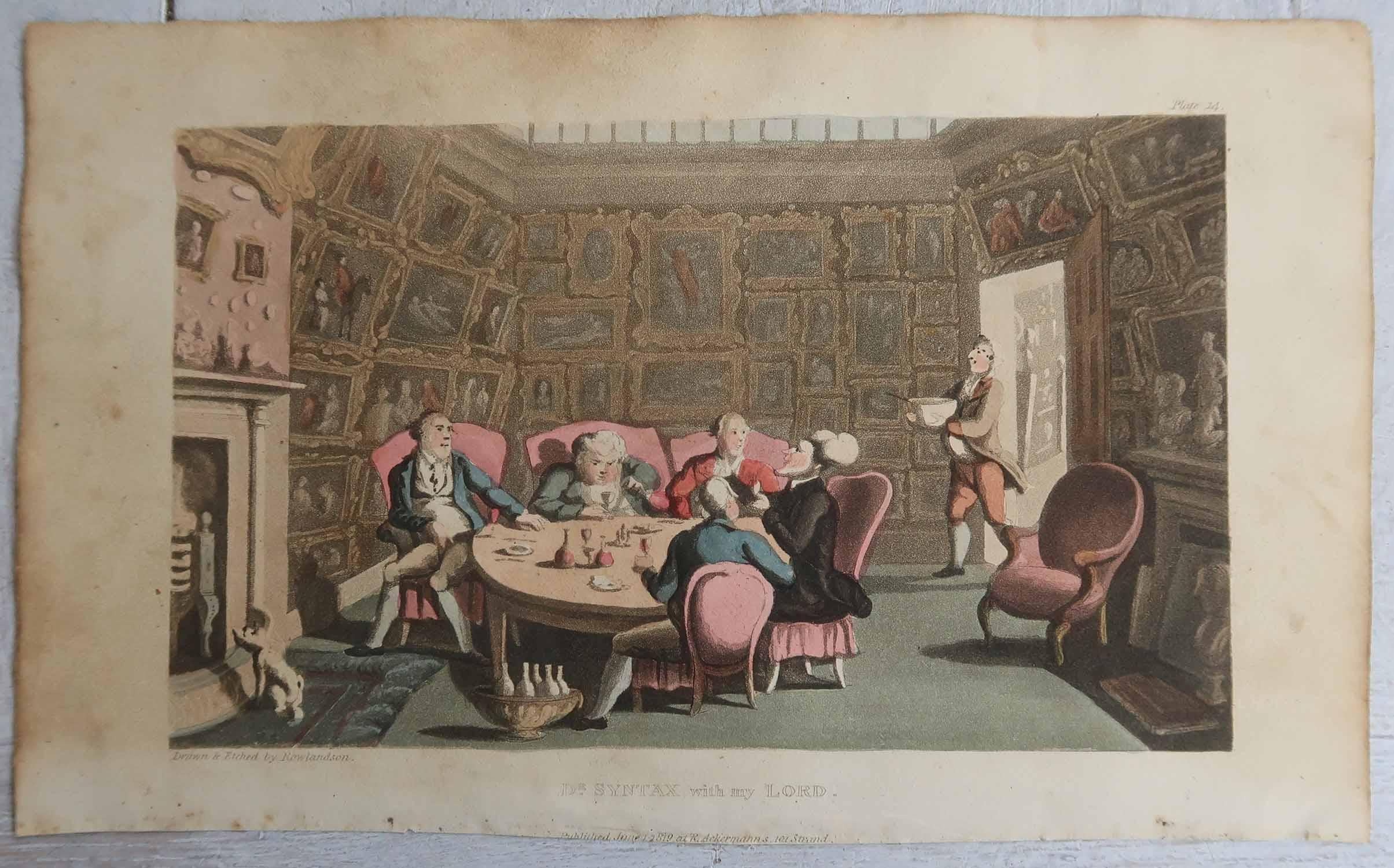 English Set of 15 Original Antique Prints After Thomas Rowlandson. Dated 1819 For Sale