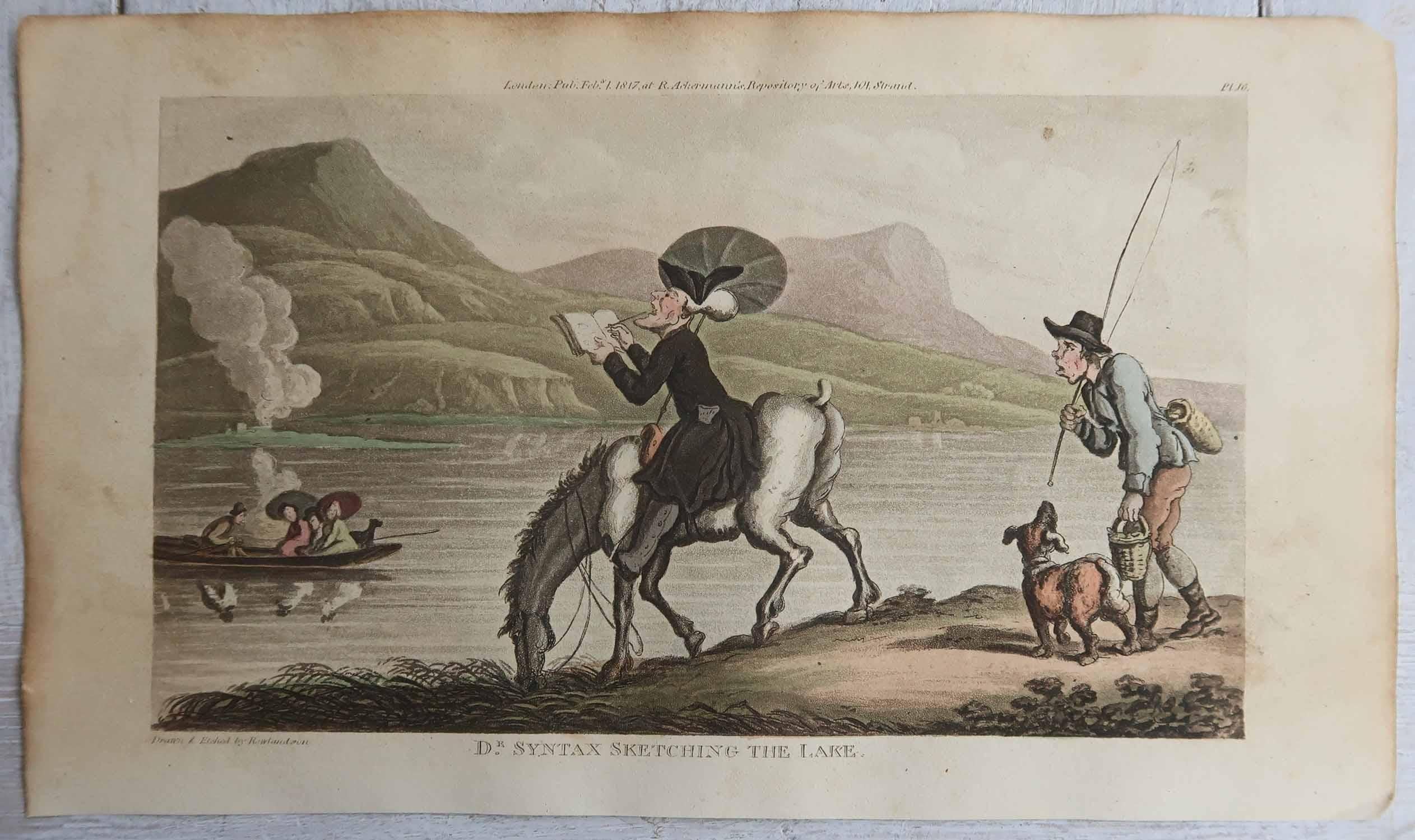 Paper Set of 15 Original Antique Prints After Thomas Rowlandson. Dated 1819 For Sale