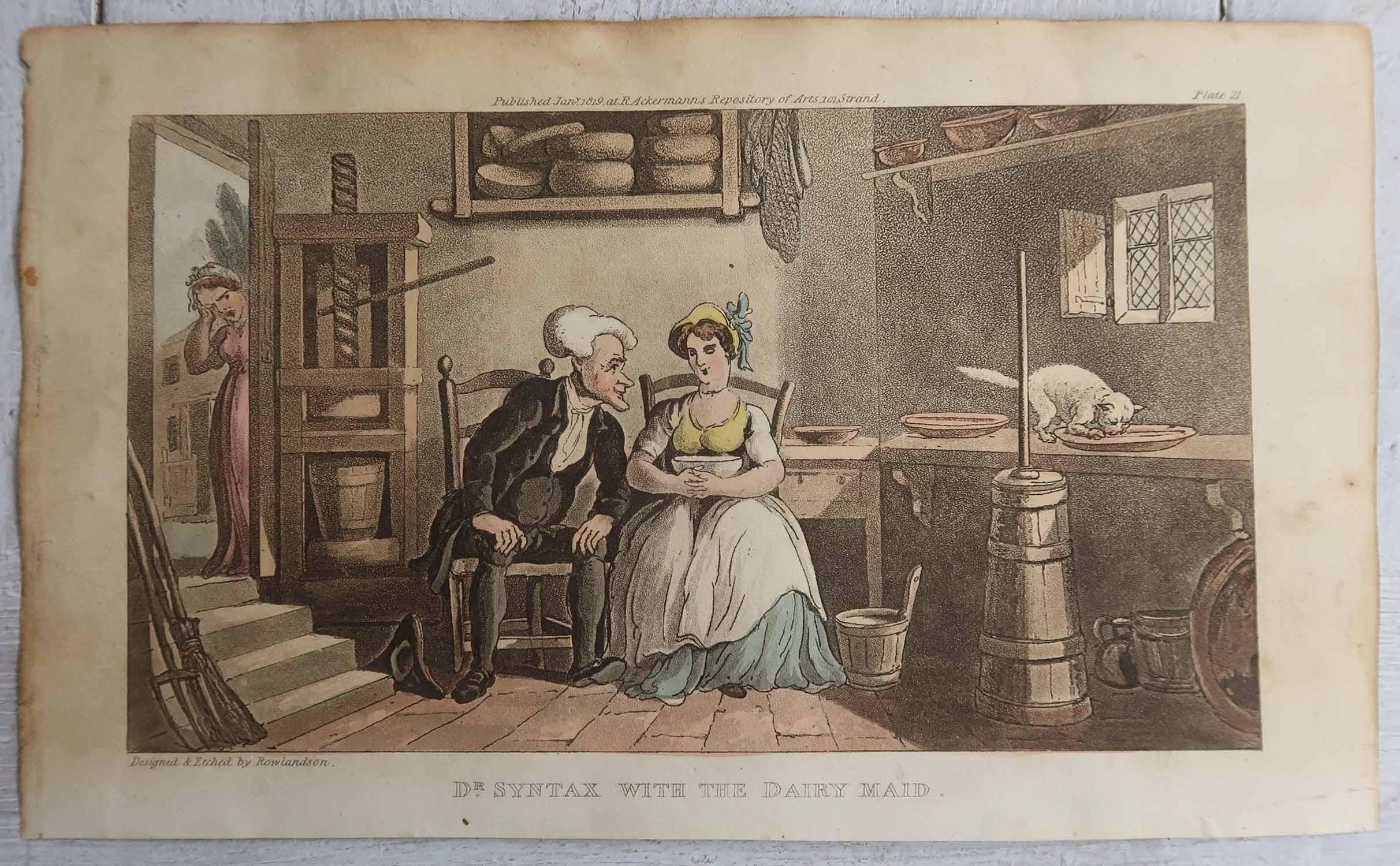 Set of 15 Original Antique Prints After Thomas Rowlandson. Dated 1819 For Sale 1