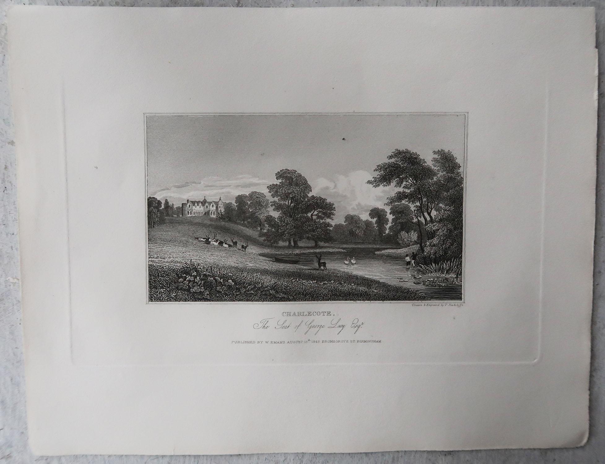 Set of 15 Original Antique Prints of English Country Houses and Gardens, 1829 2