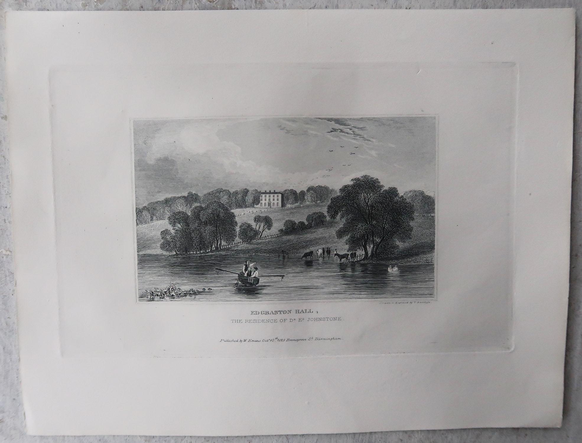 Set of 15 Original Antique Prints of English Country Houses and Gardens, 1829 6