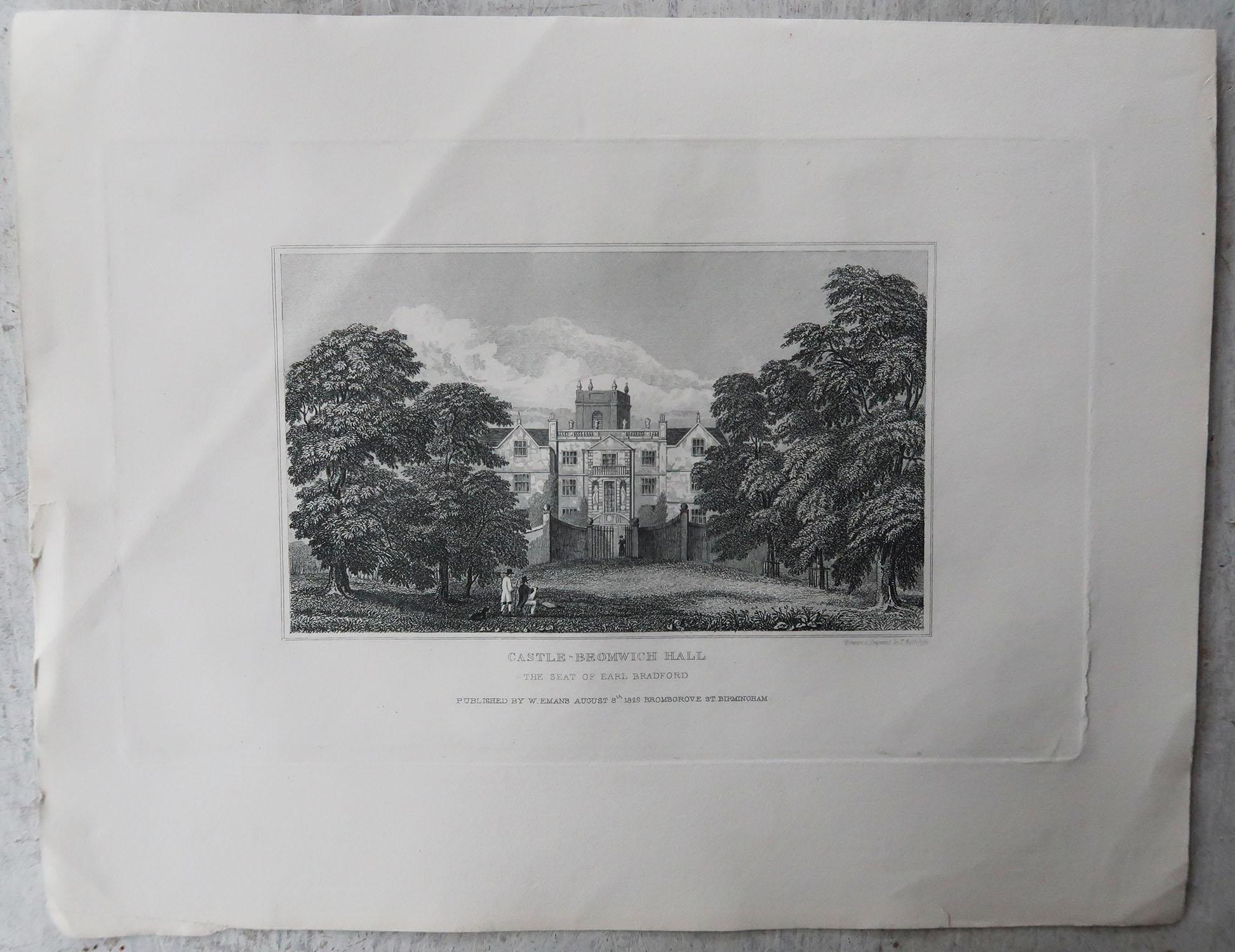 Set of 15 Original Antique Prints of English Country Houses and Gardens, 1829 8