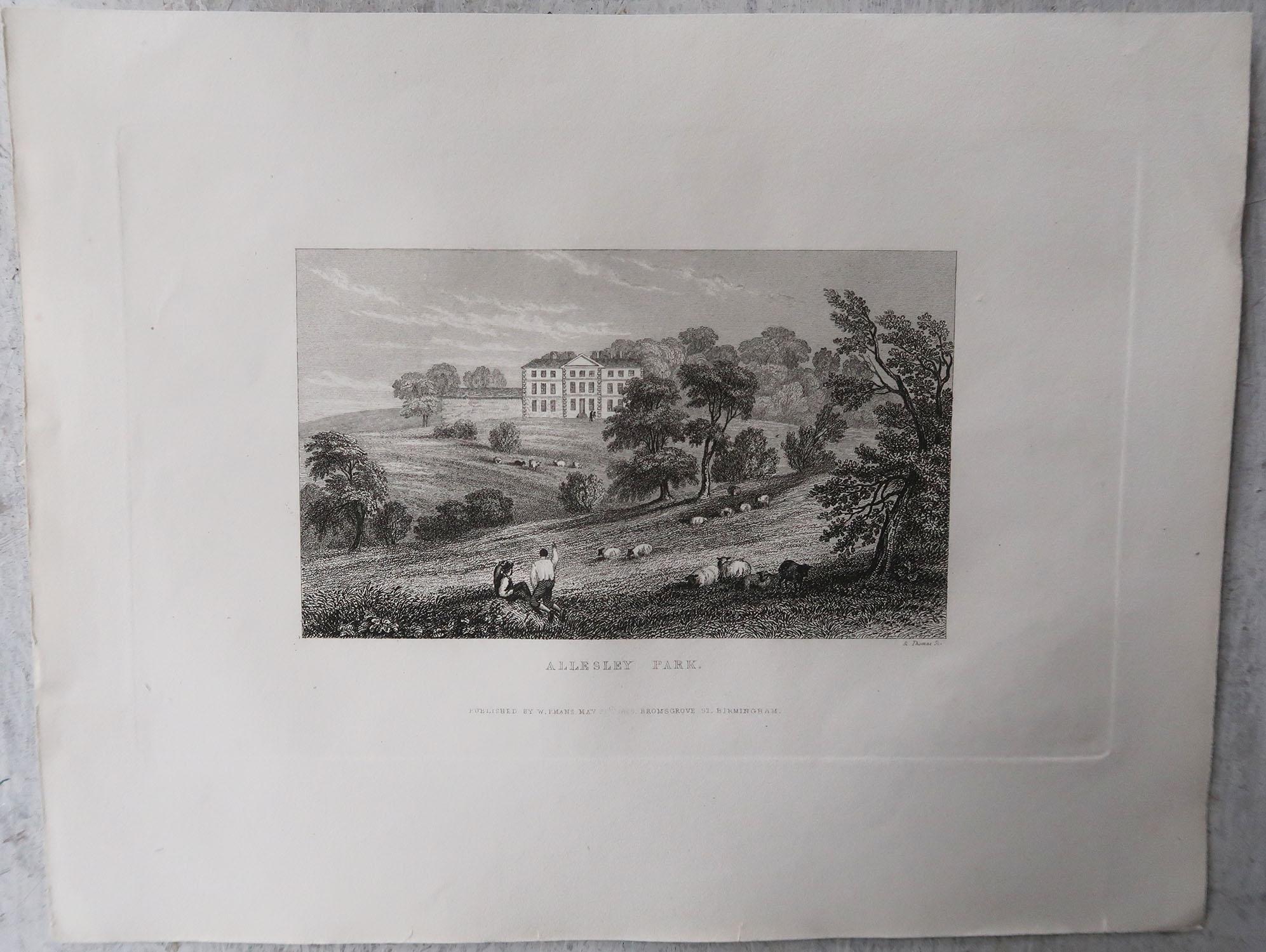 Georgian Set of 15 Original Antique Prints of English Country Houses and Gardens, 1829