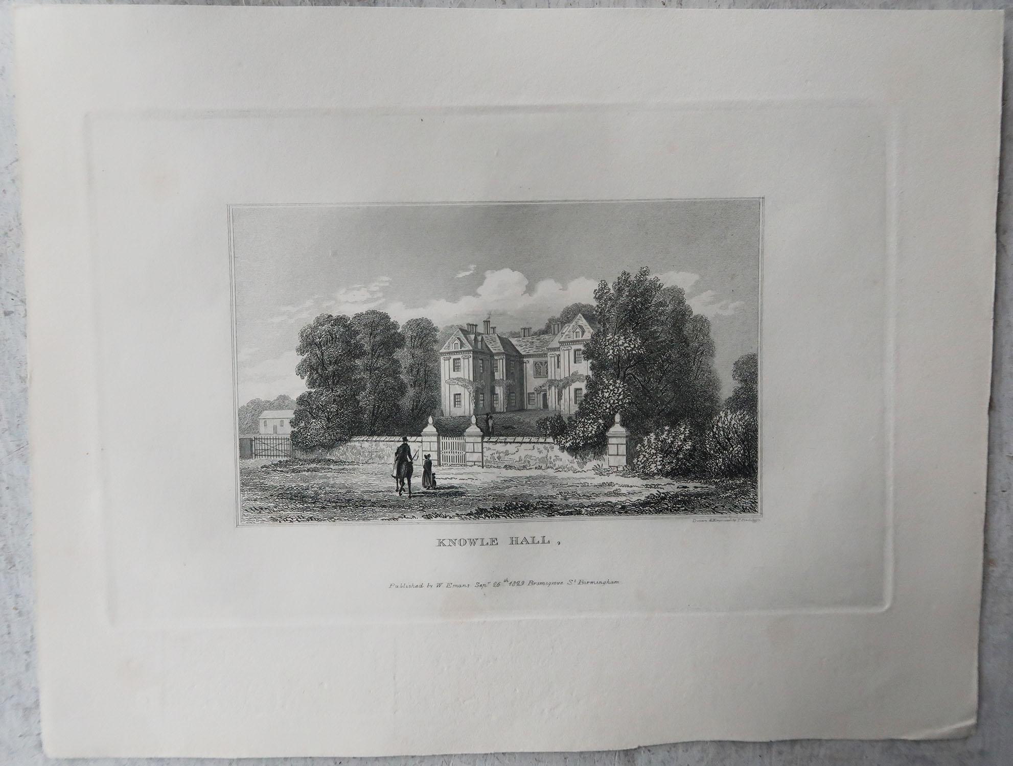 Early 19th Century Set of 15 Original Antique Prints of English Country Houses and Gardens, 1829