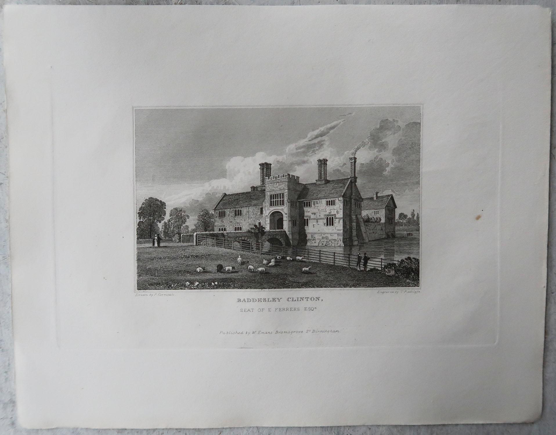 Set of 15 Original Antique Prints of English Country Houses and Gardens, 1829 1