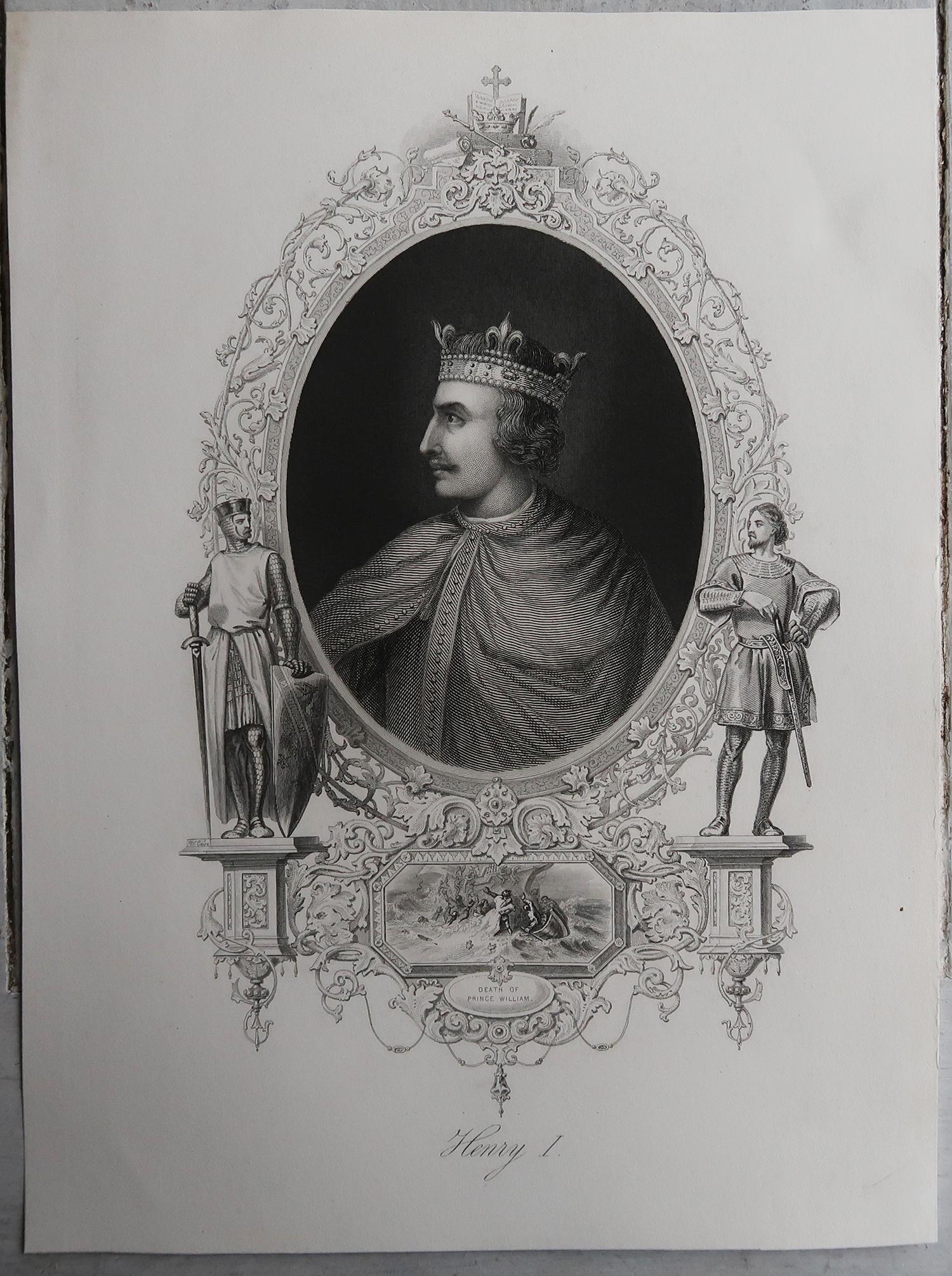 Other Set of 15 Original Antique Prints of Monarchs of The United Kingdom, C.1840 For Sale