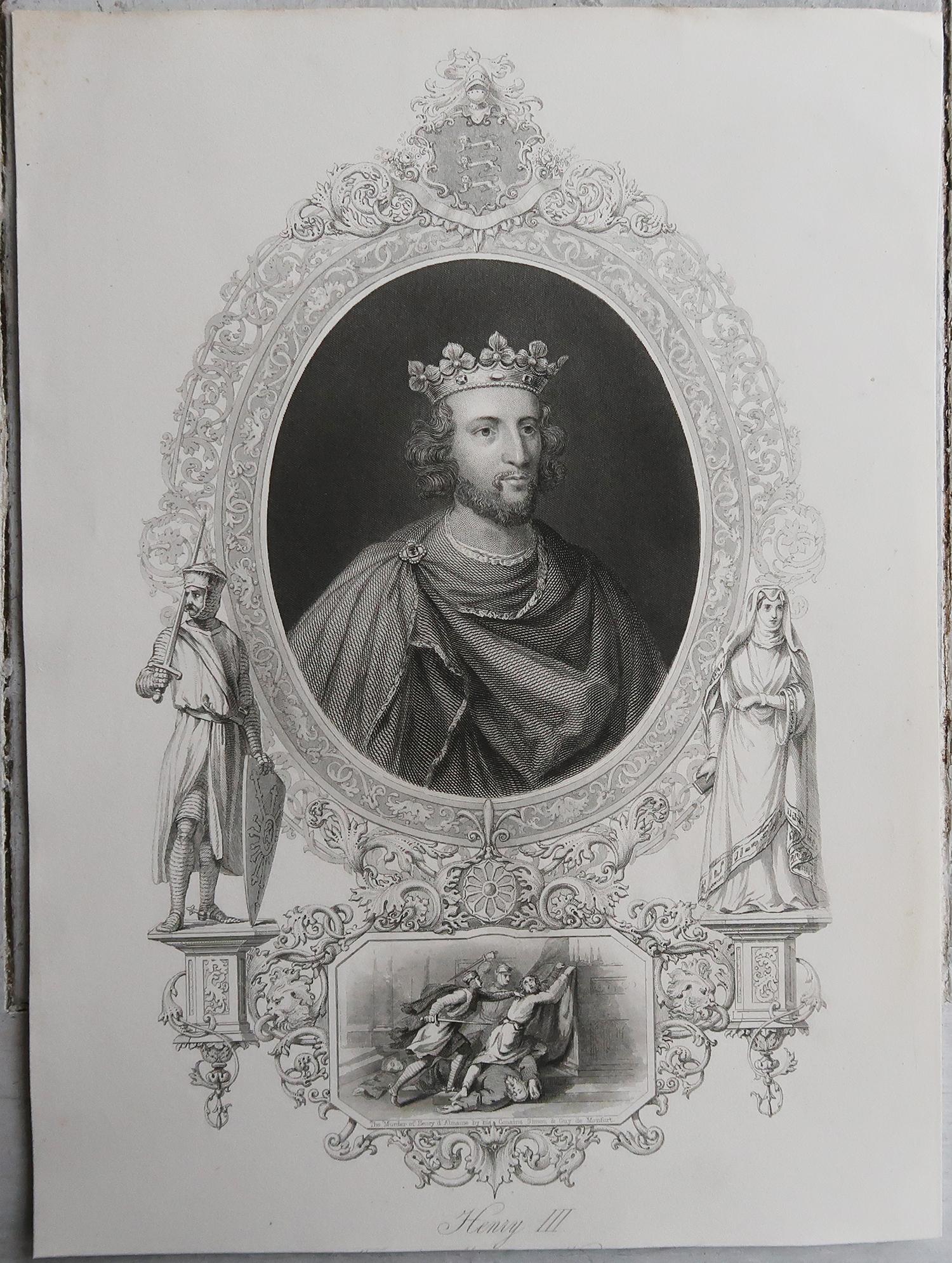 Set of 15 Original Antique Prints of Monarchs of The United Kingdom, C.1840 In Good Condition For Sale In St Annes, Lancashire