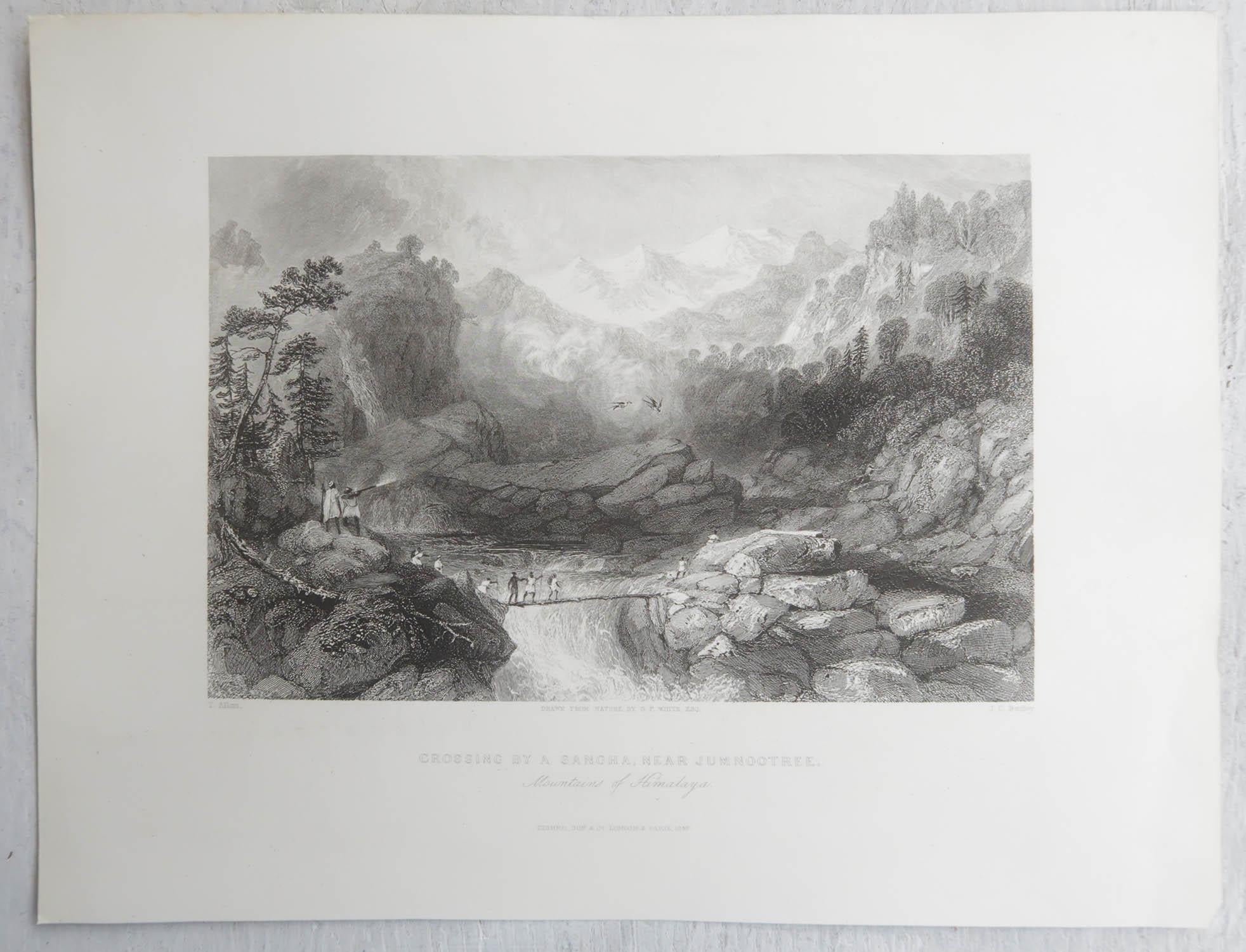 Conjunto de 15 Grabados Antiguos Originales del Himalaya, India, hacia 1830 en venta 4